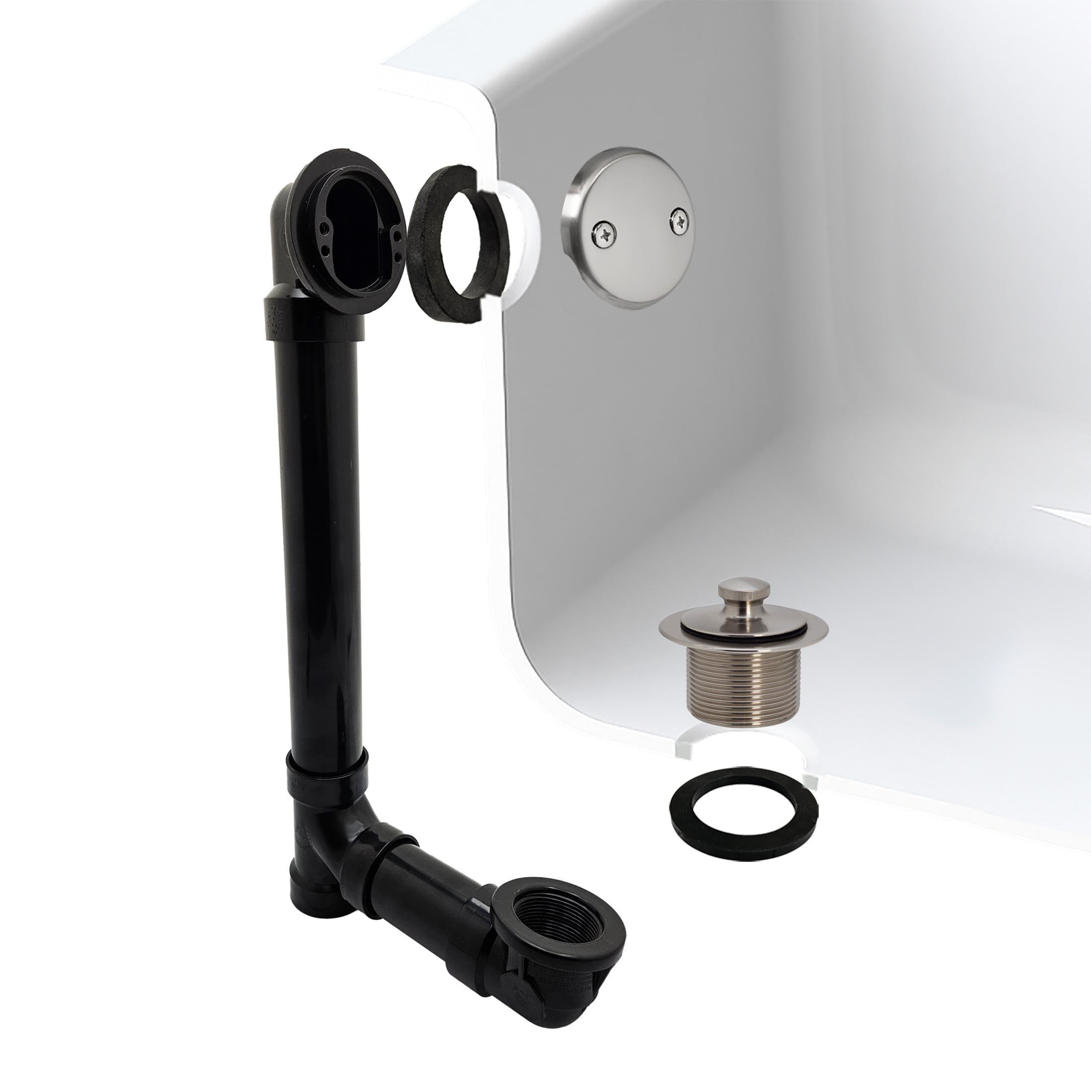 WESTBRASS - Bath Waste and Overflow Pull and Plug Sch. 40 Abs W/two-hole Faceplate In Stainless S...