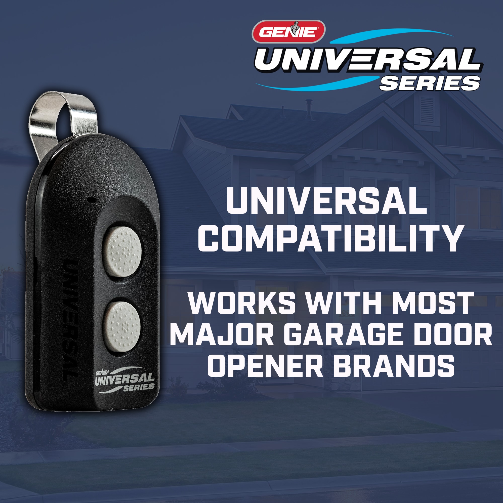 Genie Control remoto universal para puerta de garaje, 2 botones, modelo  ACSCTG-UNIV2 y abridor de puerta de garaje de un solo botón, compatibilidad