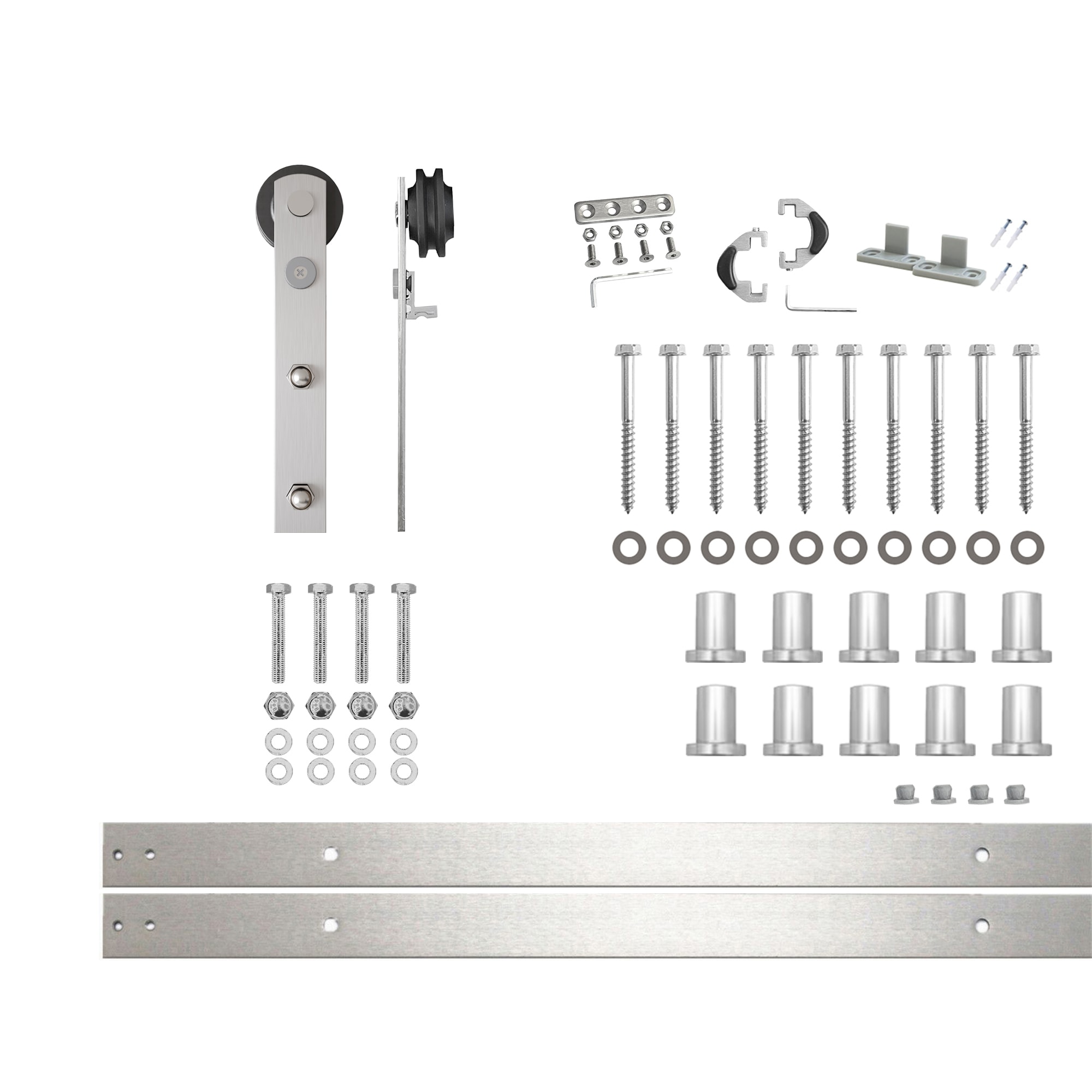 HOMACER ZT1DNZ156C 156-in Brushed Brushed Nickel Indoor I-strap Single Barn door hardware kit