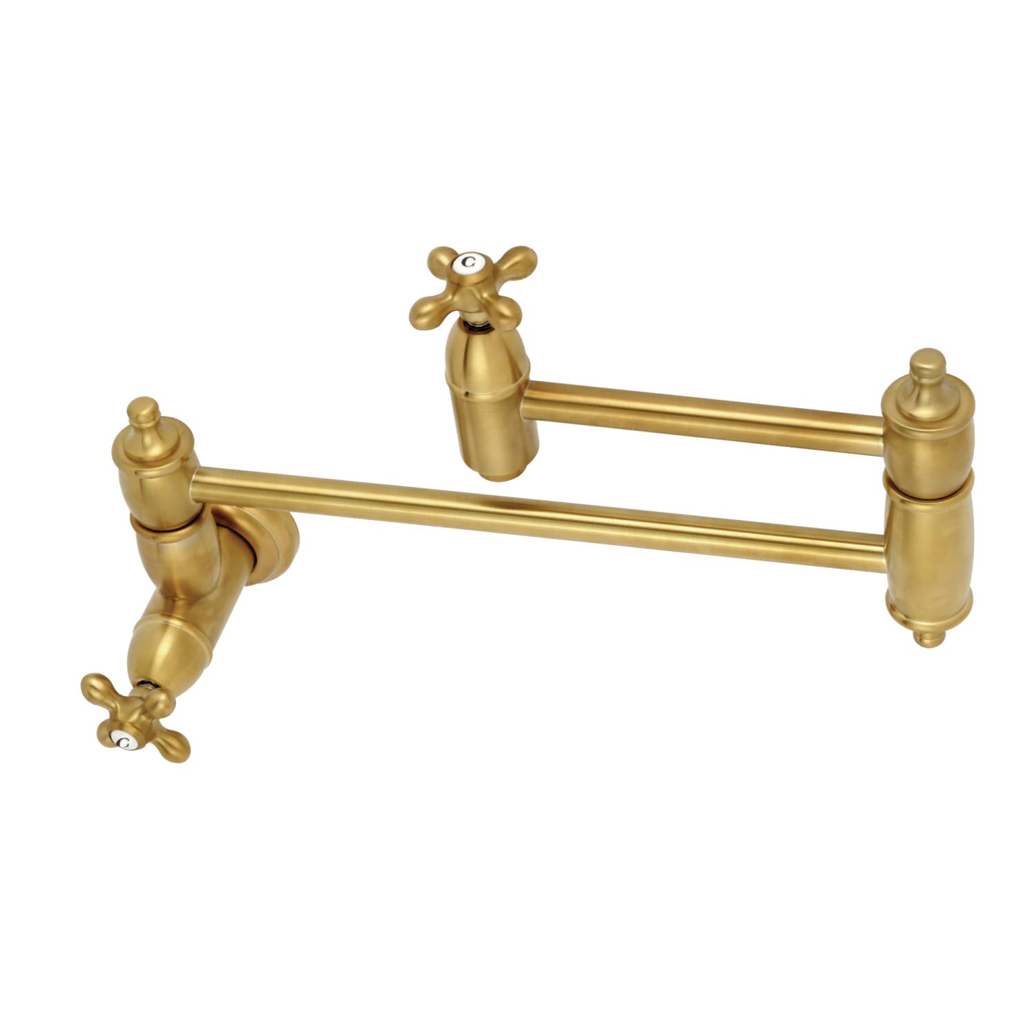Kingston Brass Restoration Brushed Brass 2-handle Wall-mount Pot Filler  Kitchen Faucet in the Kitchen Faucets department at