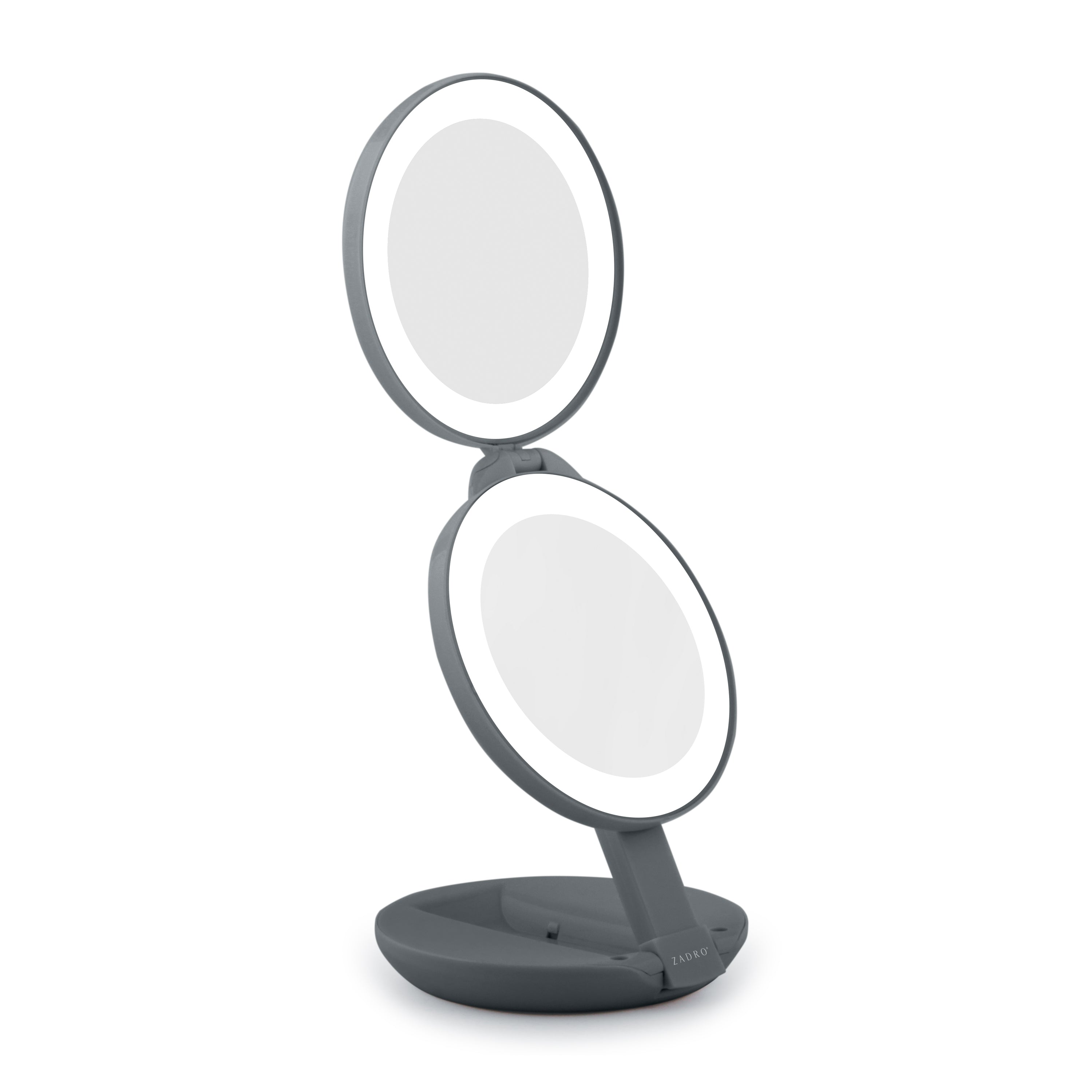 Zadro LEDT01BSH 4.75-Inch x  1.25-Inch Round Folding LED Lighted Travel Mirror with 10X/1X Magnification 4.5-Inch Dia. Mirror Head 3.25-Inch Dia. Reflective Surface Battery 3 Alkaline or Lithium AAA