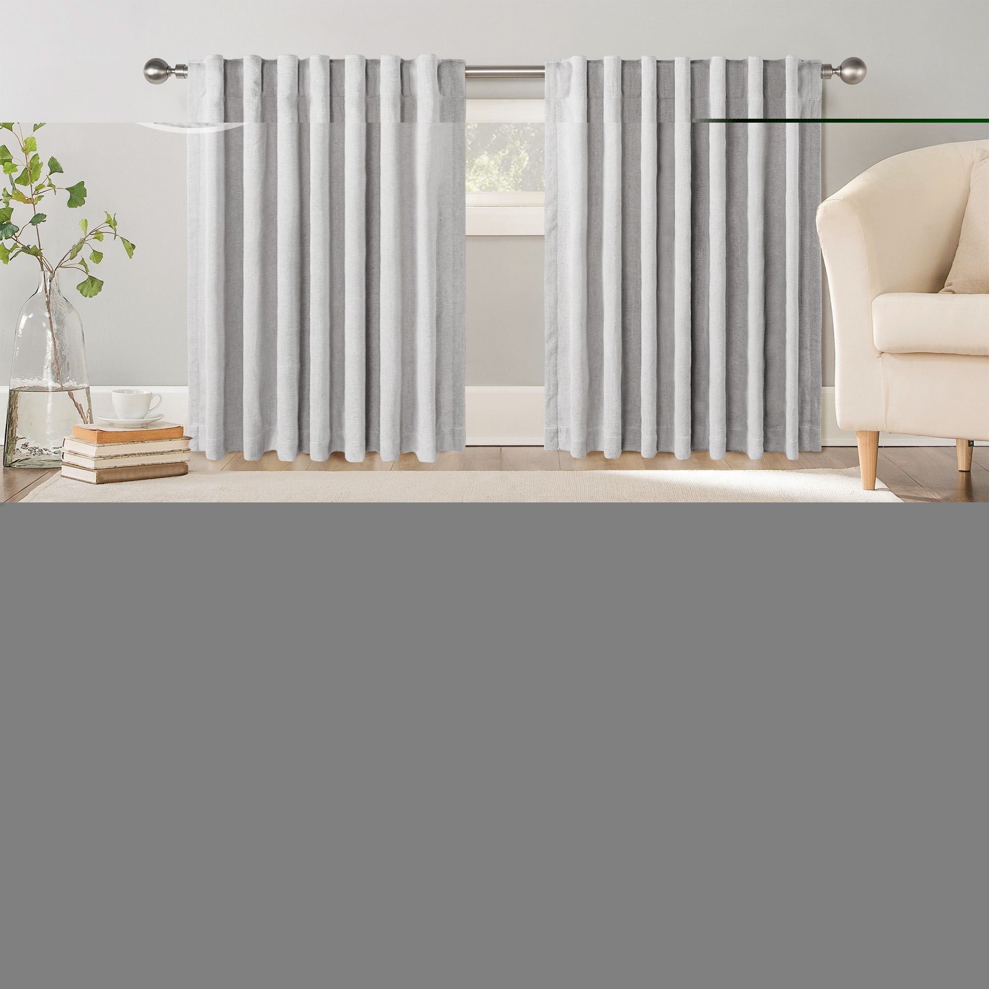 Awesome Home 52-in W x 108-in L Grey Chenille Blackout Back Tab Panel Pair
