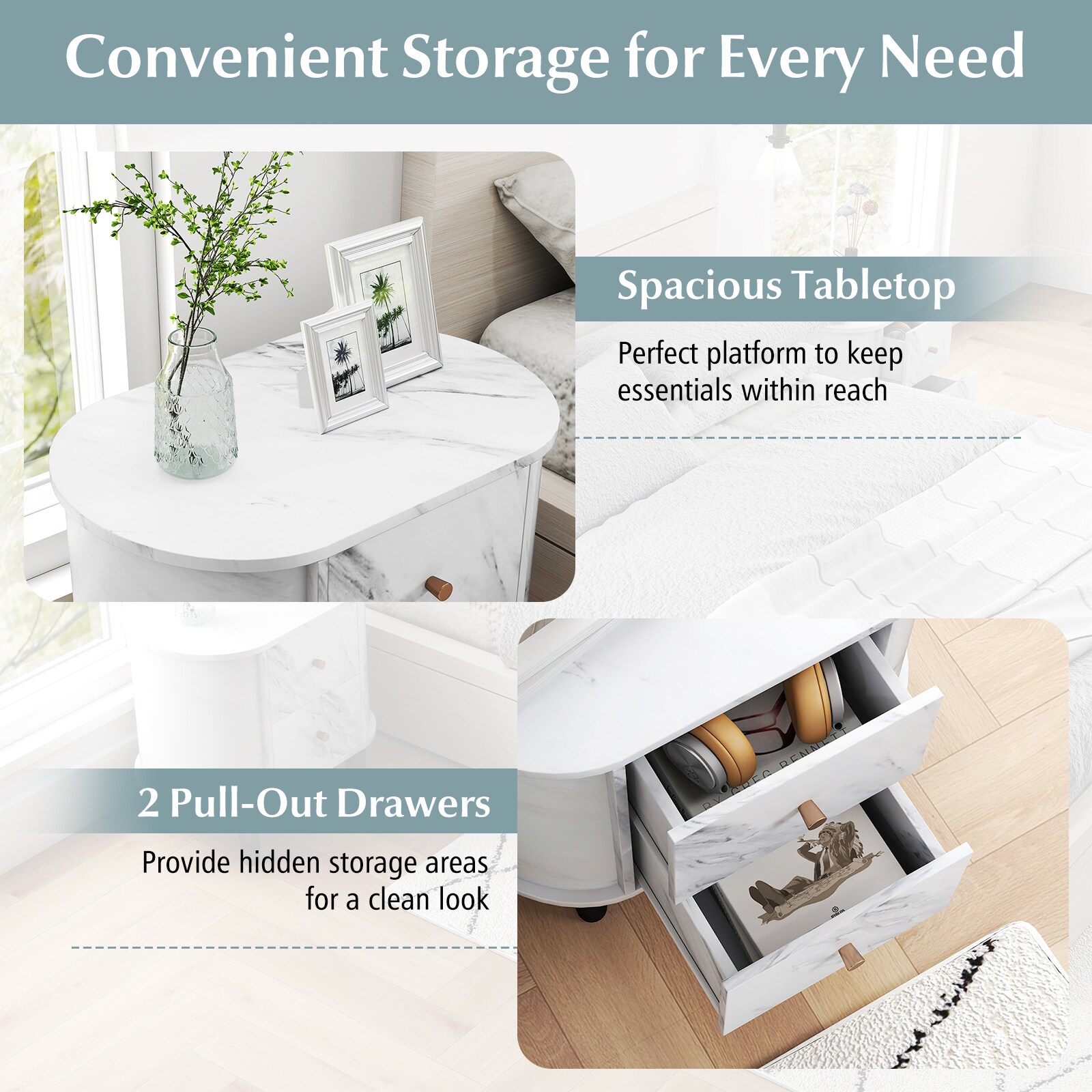 Clihome CL-CJ2C-BK nightstands - View #7
