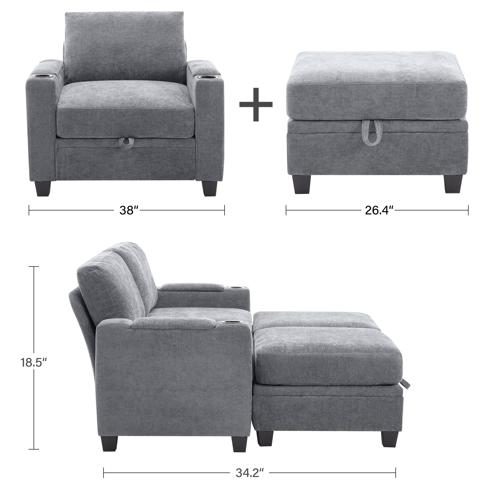 VOUA SAF-XNECW3-GY1 Sofas-Loveseats - View #7