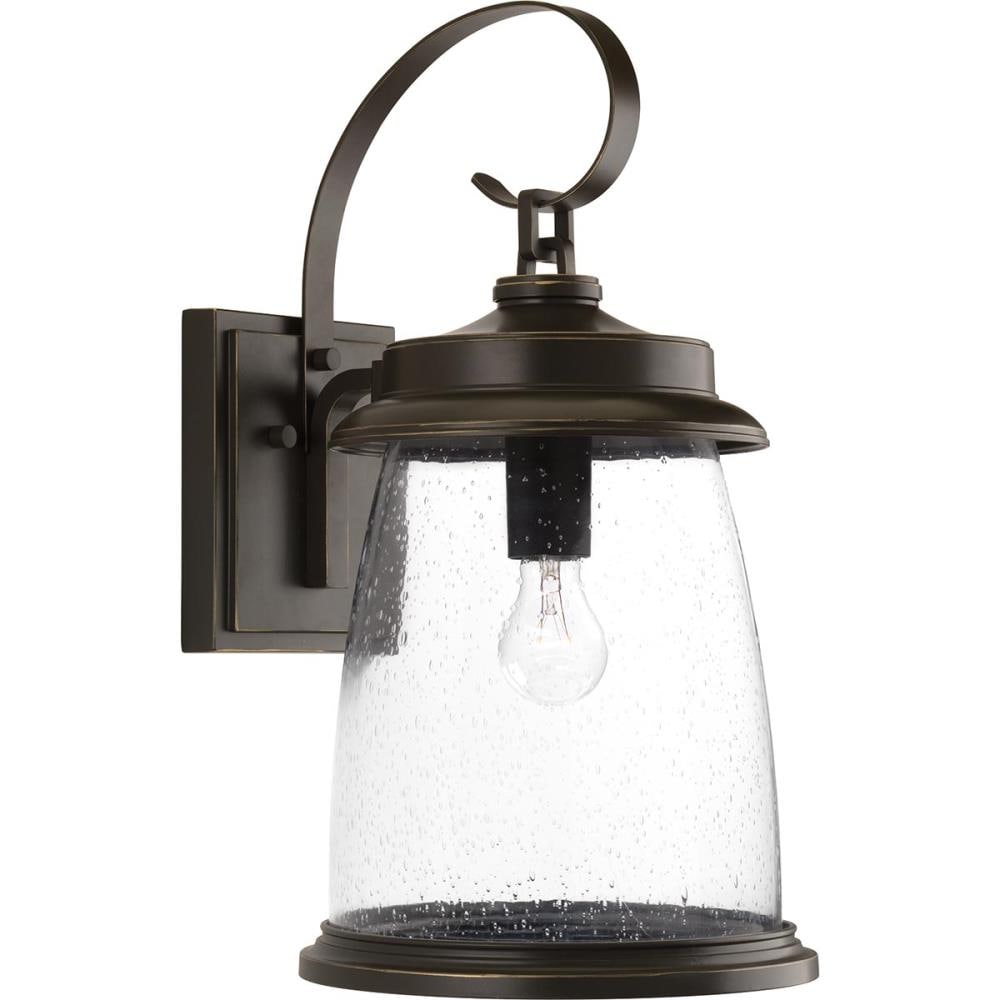 Antique Bronze Outdoor Wall Lantern with Clear Seeded Glass