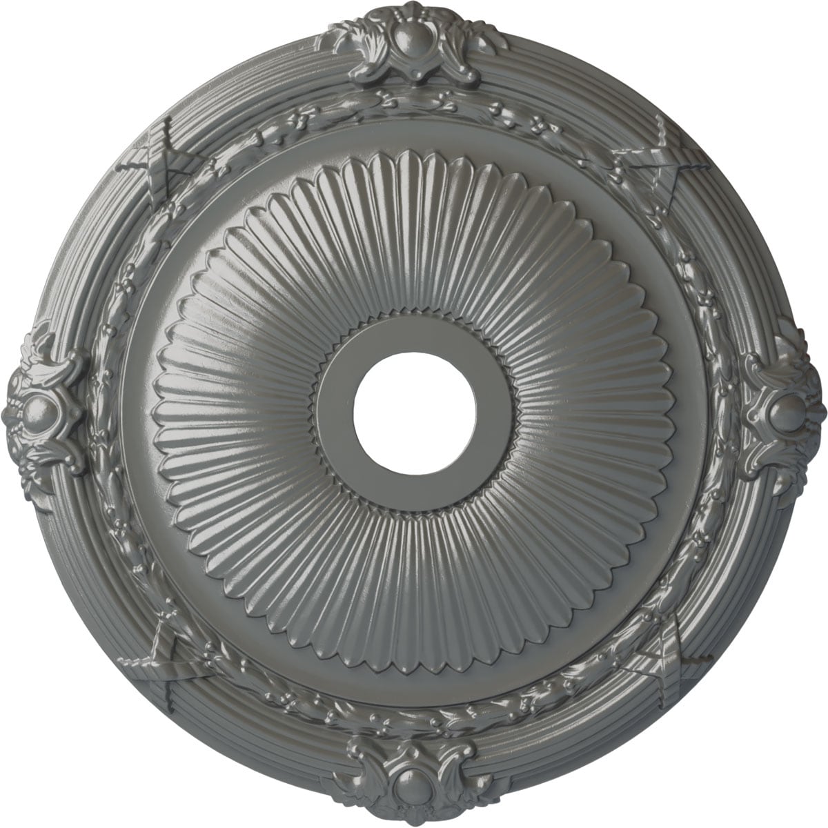 Ekena Millwork CM27HESLS Heaton 27.5-in W x 27.5-in L Painted Silver Polyurethane Whole Ceiling Medallion