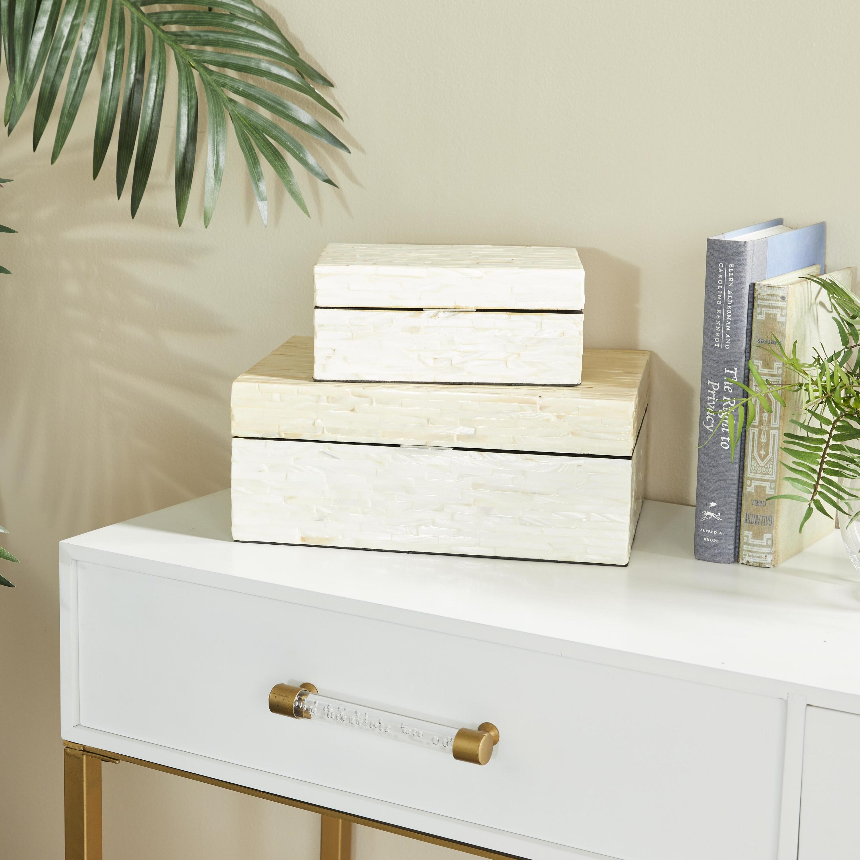 Grayson Lane 41127 2 -Pack White Resin Coastal Decorative box