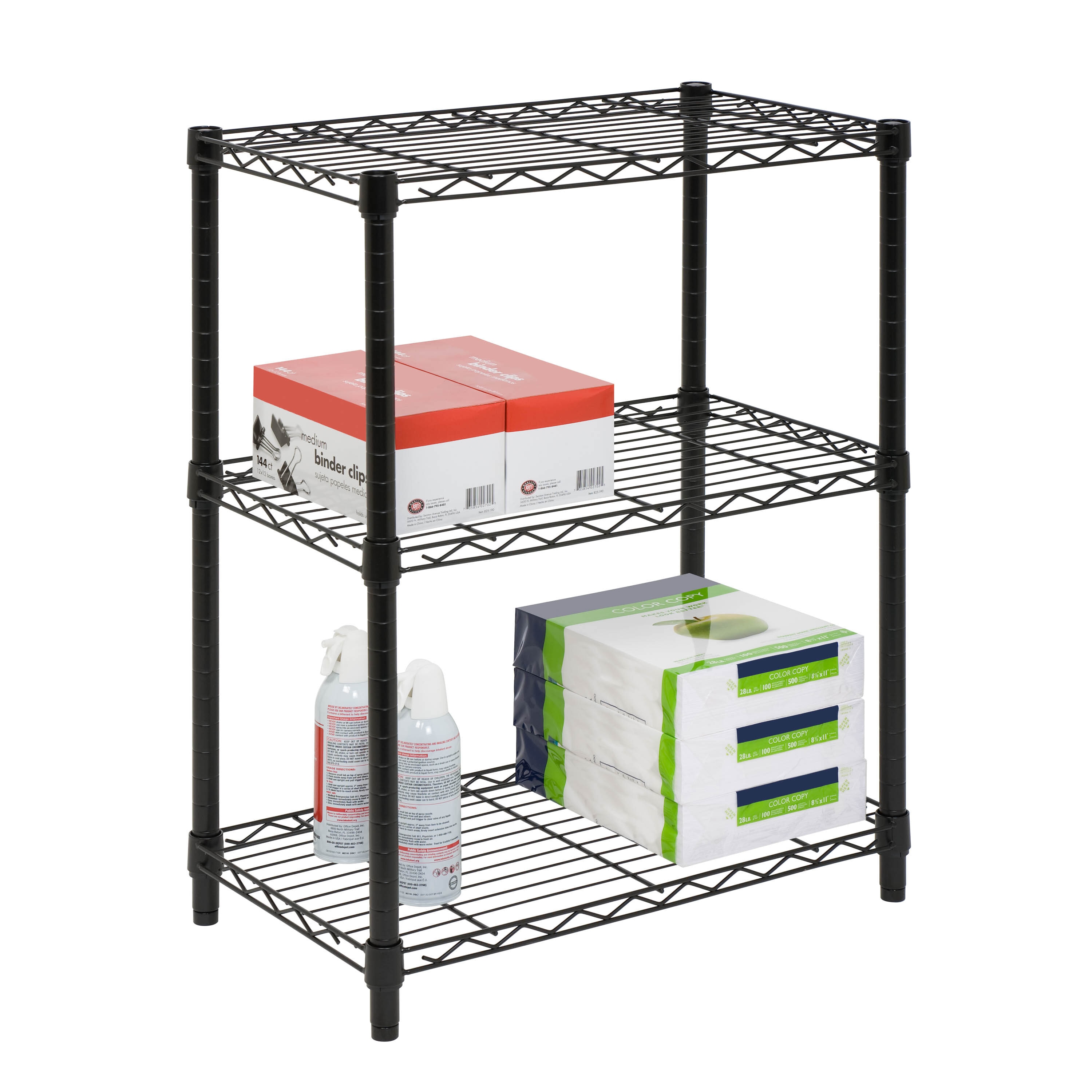 Black 3-Tier Heavy Duty Steel Freestanding Garage Storage Shelving Unit  (13.4 in. W x 31.5 in. H x 23.23 in. D)