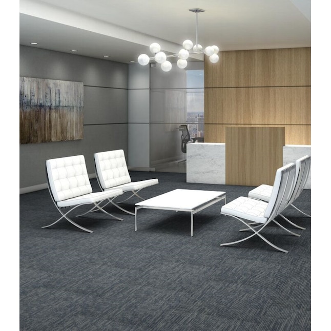 Shaw Double Take 24 In X Side Kick Blue Commercial Adhesive Indoor Carpet Tile 48 Sq Ft The Department At Lowes Com