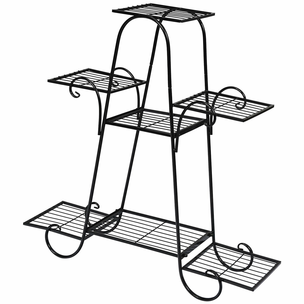 WELLFOR GT-HPY-3531 32.5-Inches H x 32-Inches W Black Indoor/Outdoor Novelty Steel Plant Stand