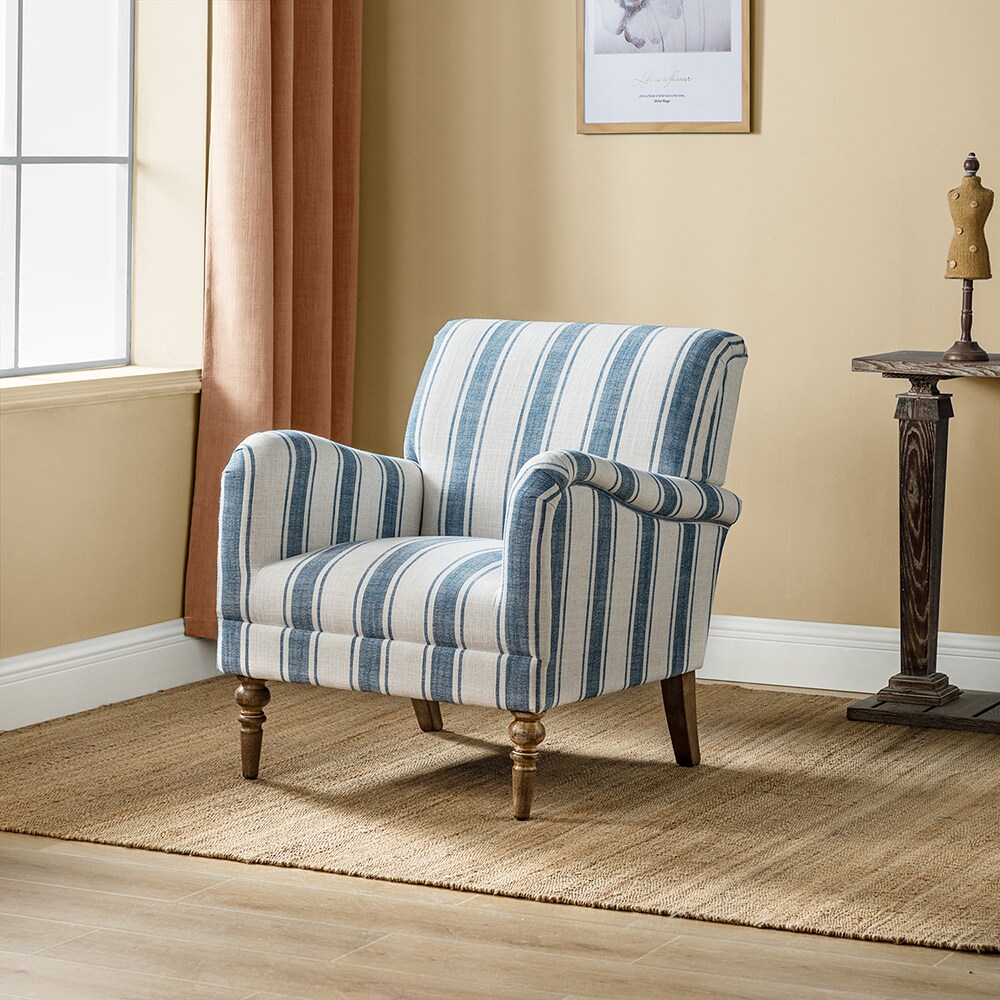 Blue and white discount striped accent chair