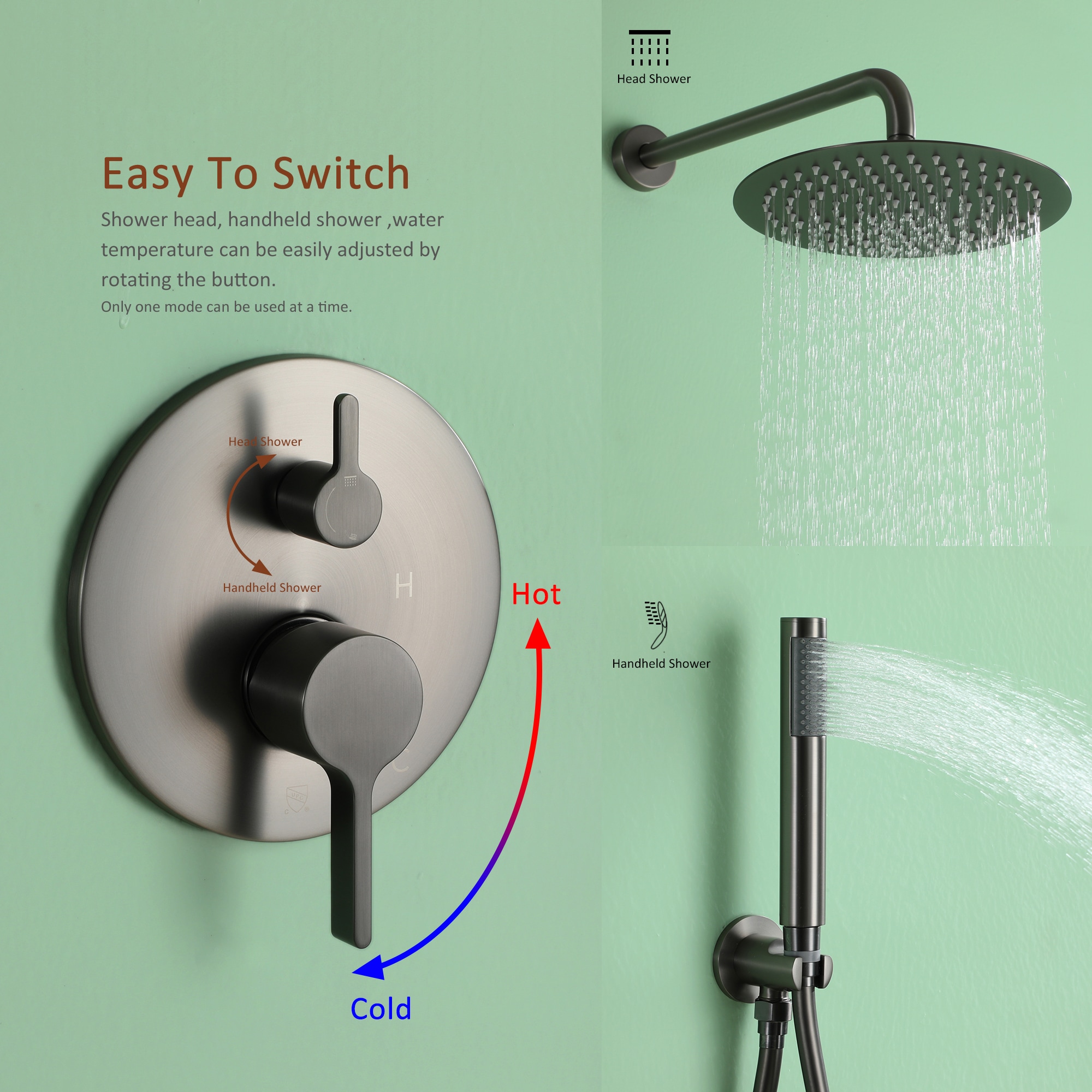 Clihome CL-EB12C3MB Showerhead-Bar-Panels - View #6