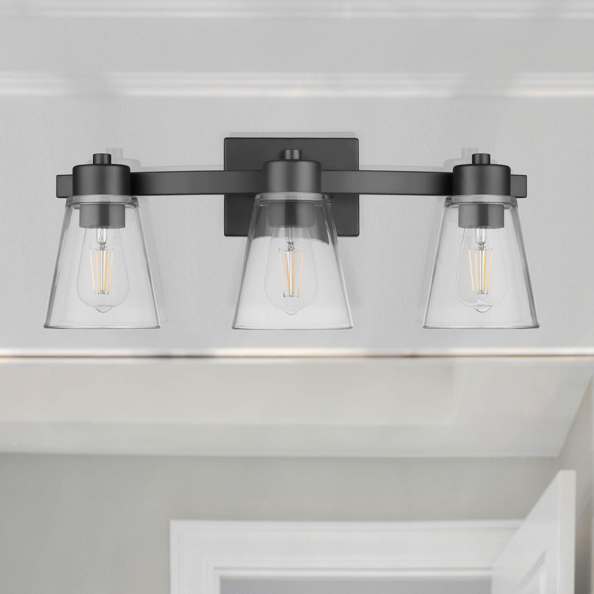 allen + roth 43440 Fairendale 21.75-in 3 -Light Matte Black Transitional Vanity light