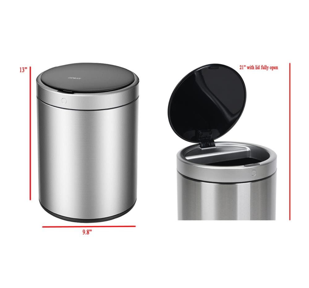 eModernDecor 2.4-Gallons Stainless Steel Touchless Kitchen Trash Can with  Lid Outdoor in the Trash Cans department at