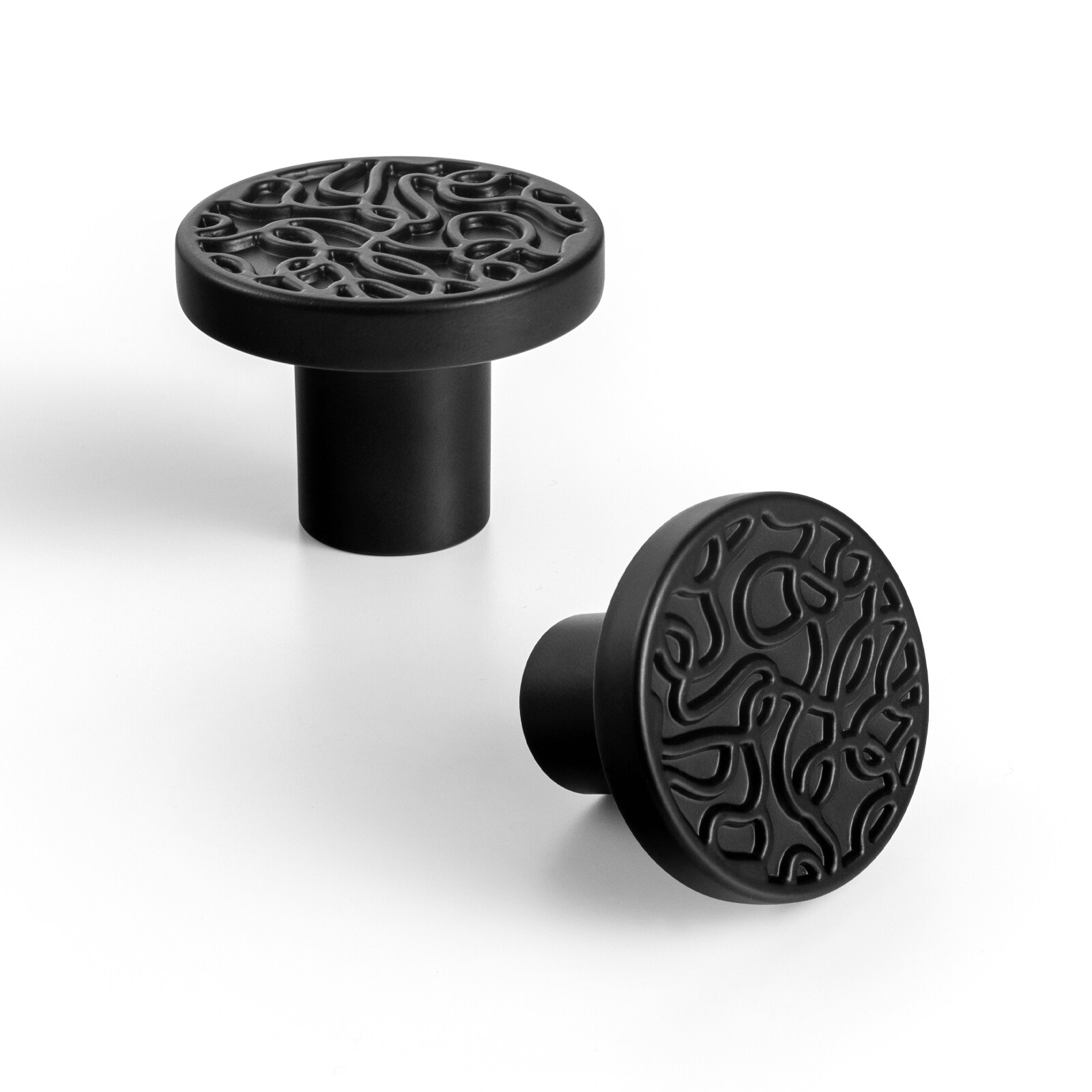 Miaokesen 7781B-DK 1-2/5-in Matte Black Mushroom Modern Cabinet Knob 6 -Pack