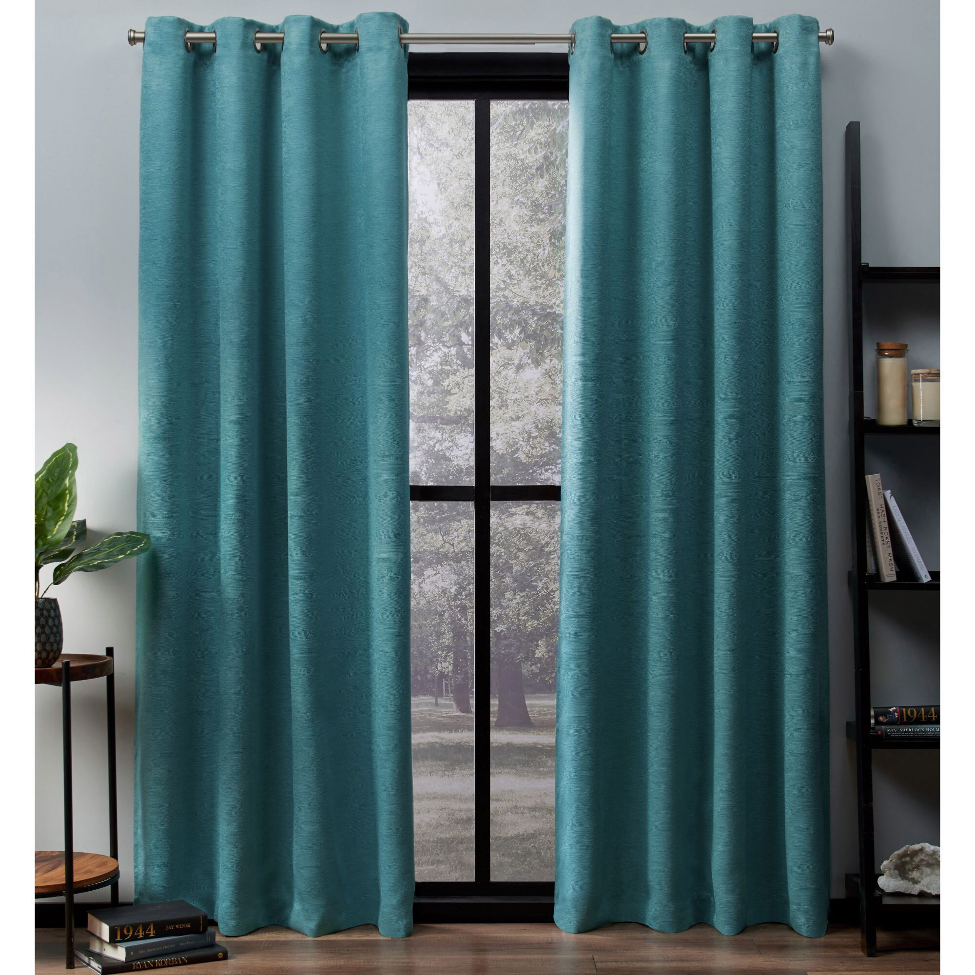 Exclusive Home 108-in Teal Room Darkening Interlined Grommet