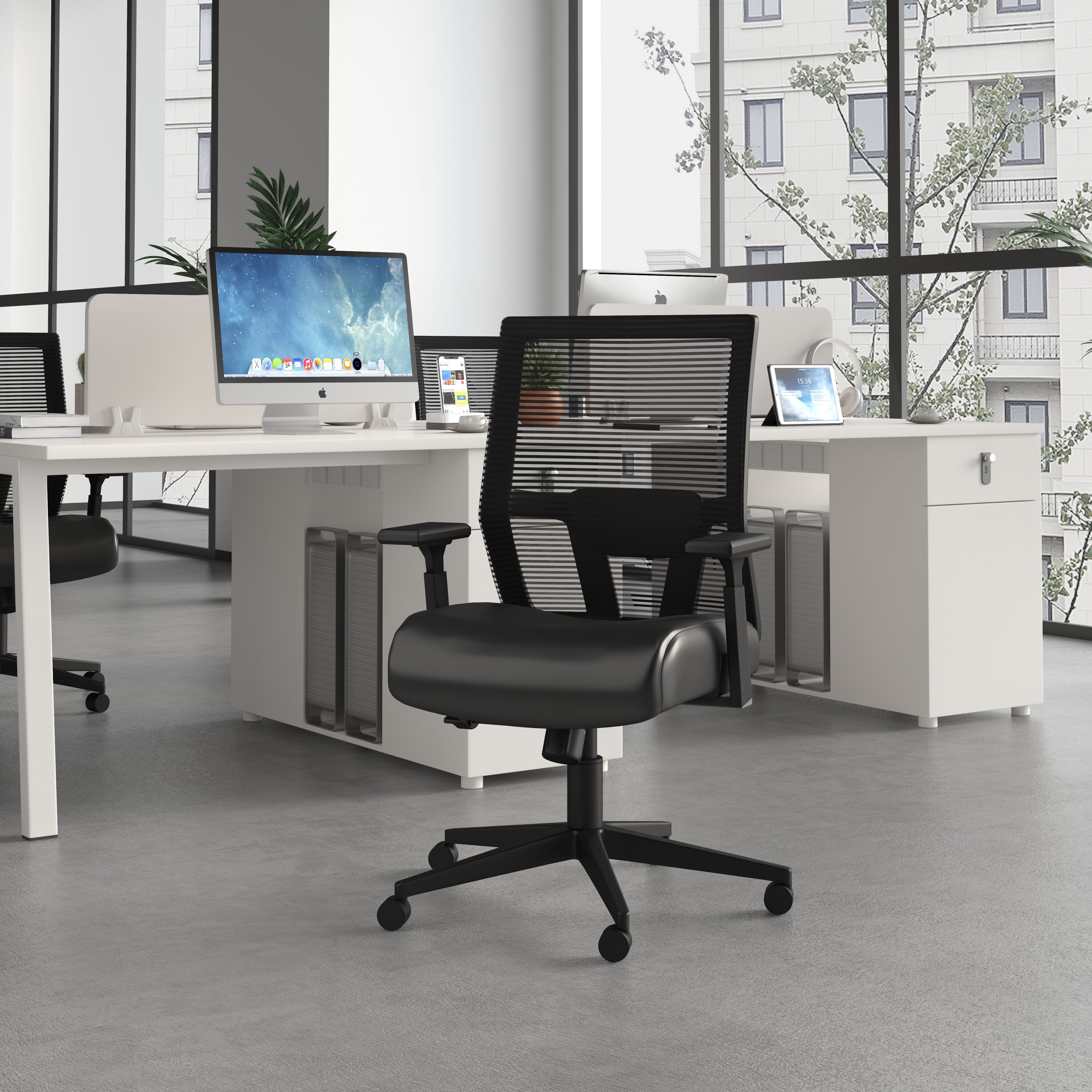 Black High Back Mesh and Vinyl Adjustable Task Chair