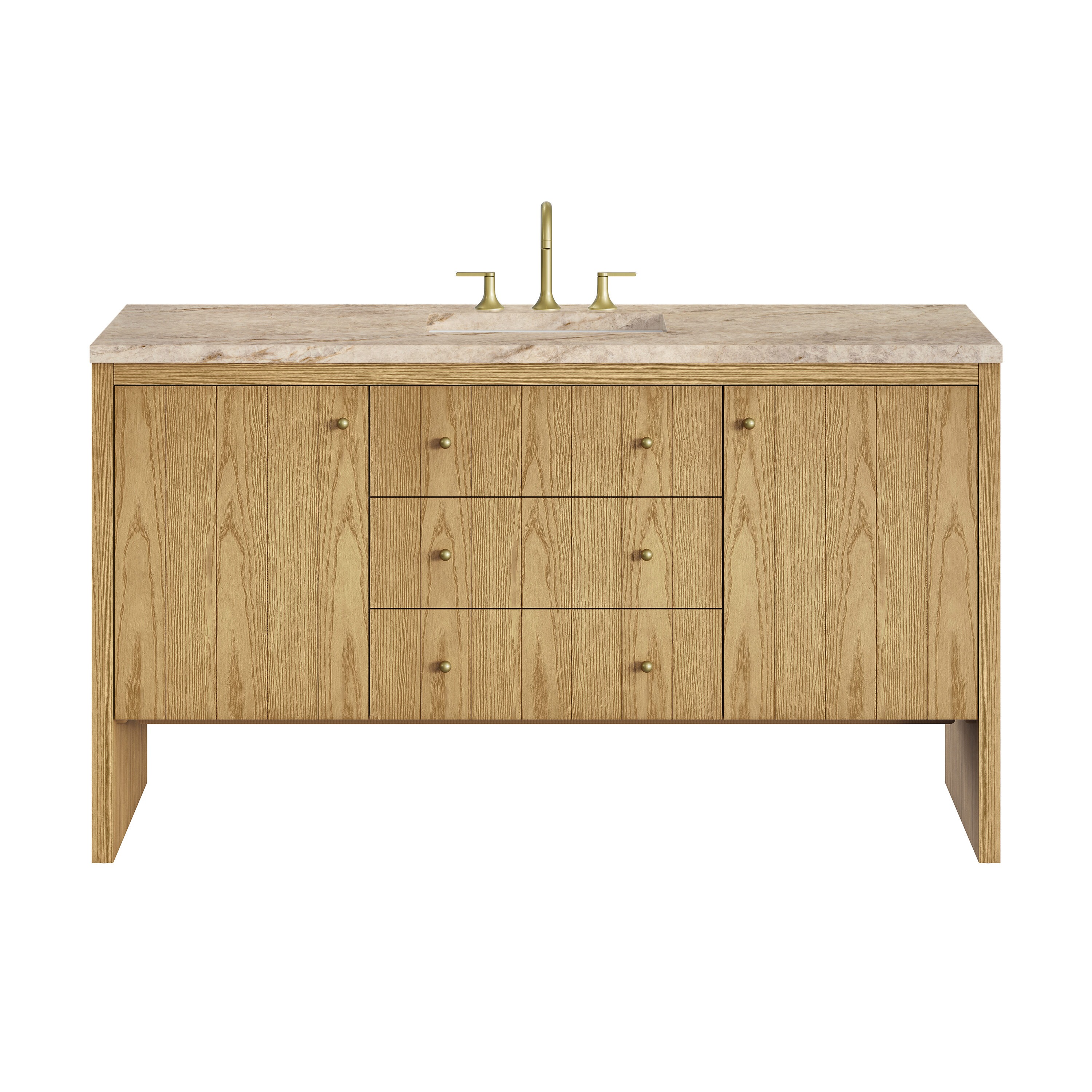 James Martin Vanities Hudson 60-in Light Natural Oak Undermount Single Sink Bathroom Vanity with Tajnar Quartz Top