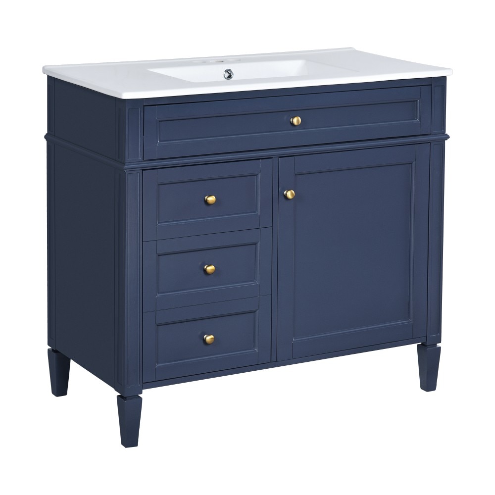 G-Promise 36 Inch Bathroom Vanity with Sink Combo Freestanding Single Sink Cabinet with Soft Close 2 Drawers and Tip Out Drawer Modern Storage Unit for Small Bathrooms