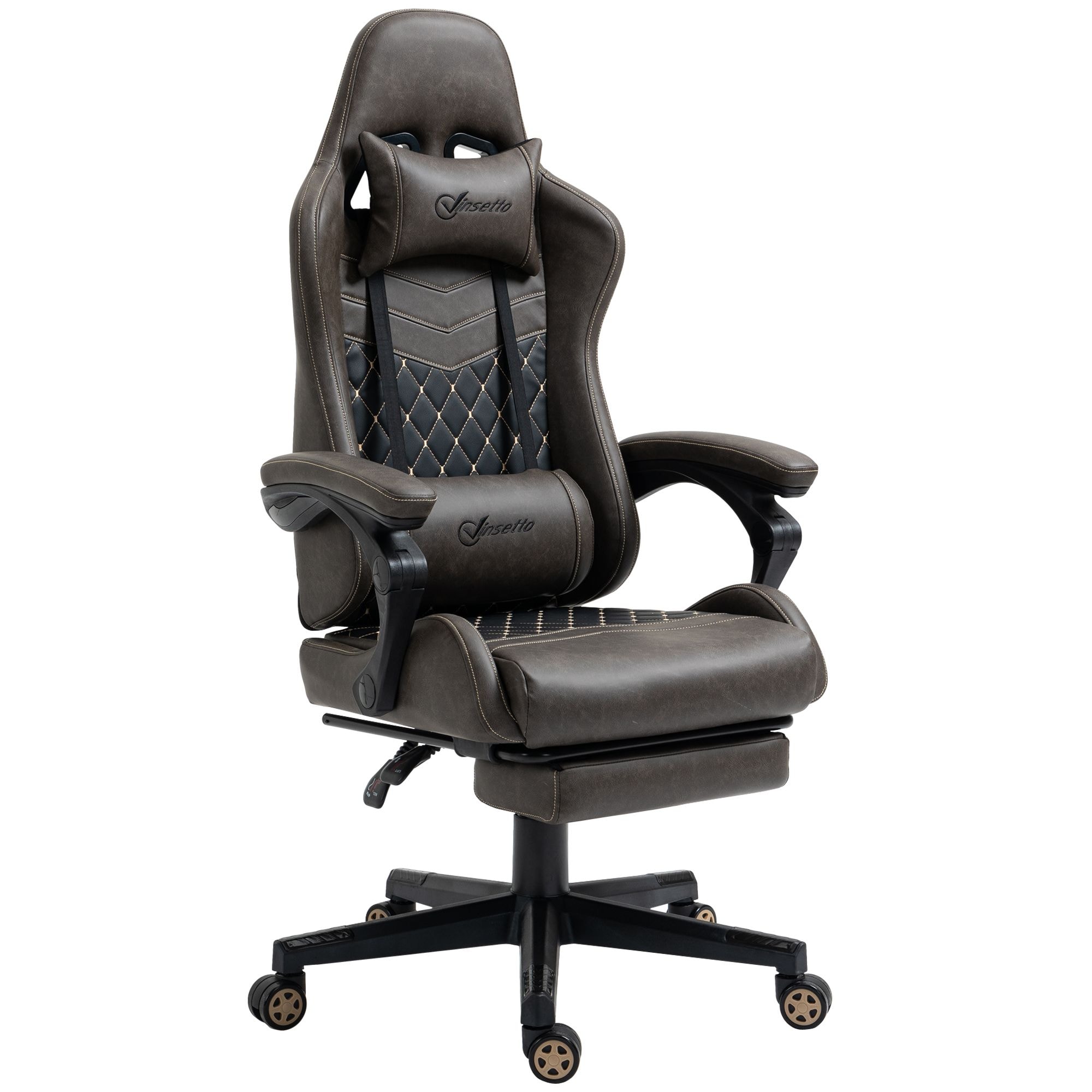 JUSHUA Ergonomic High Back Brown Office Chair Adjustable Swivel Recliner Lumbar Support