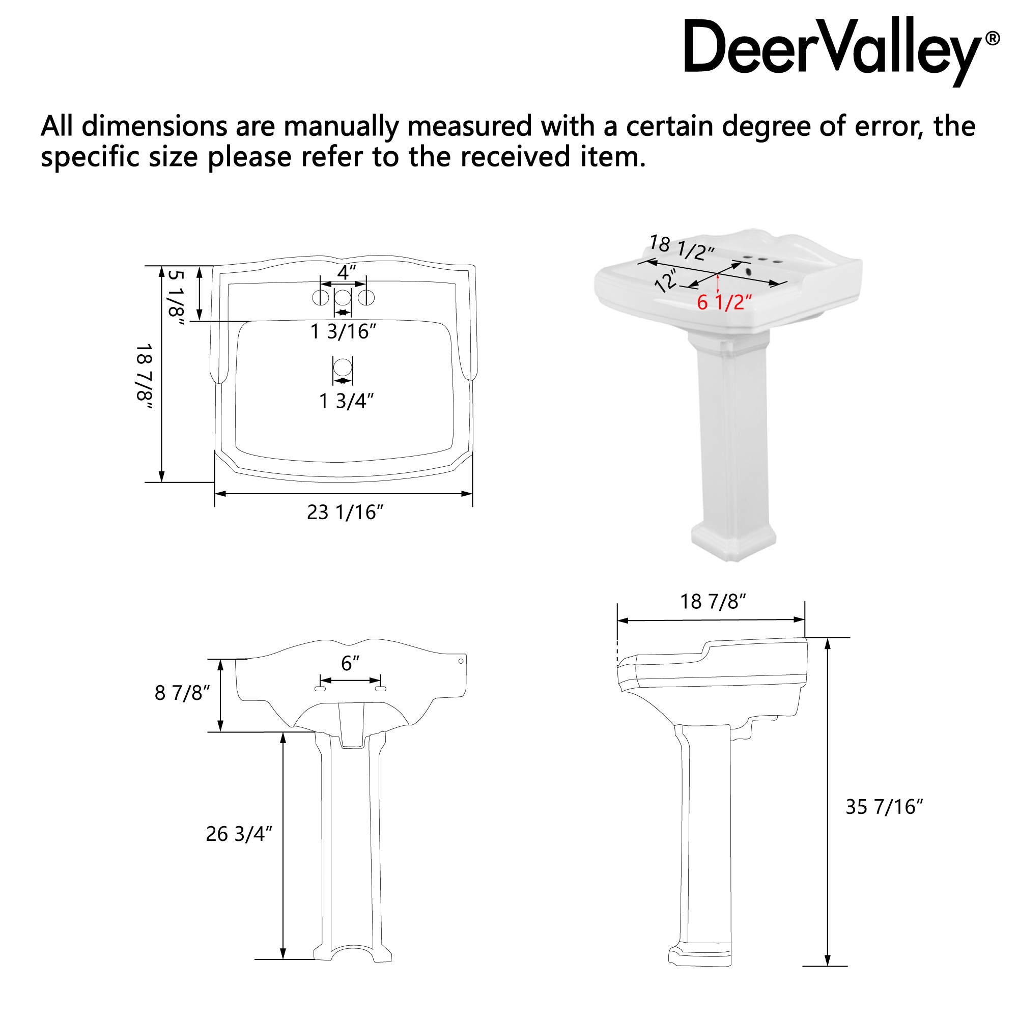 DeerValley DV-1P522 Complete-Pedestal-Lavatories - View #15