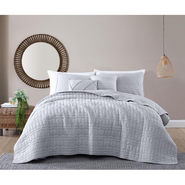 Light Grey Twin Quilt Set, Grey Twin Bed Quilt