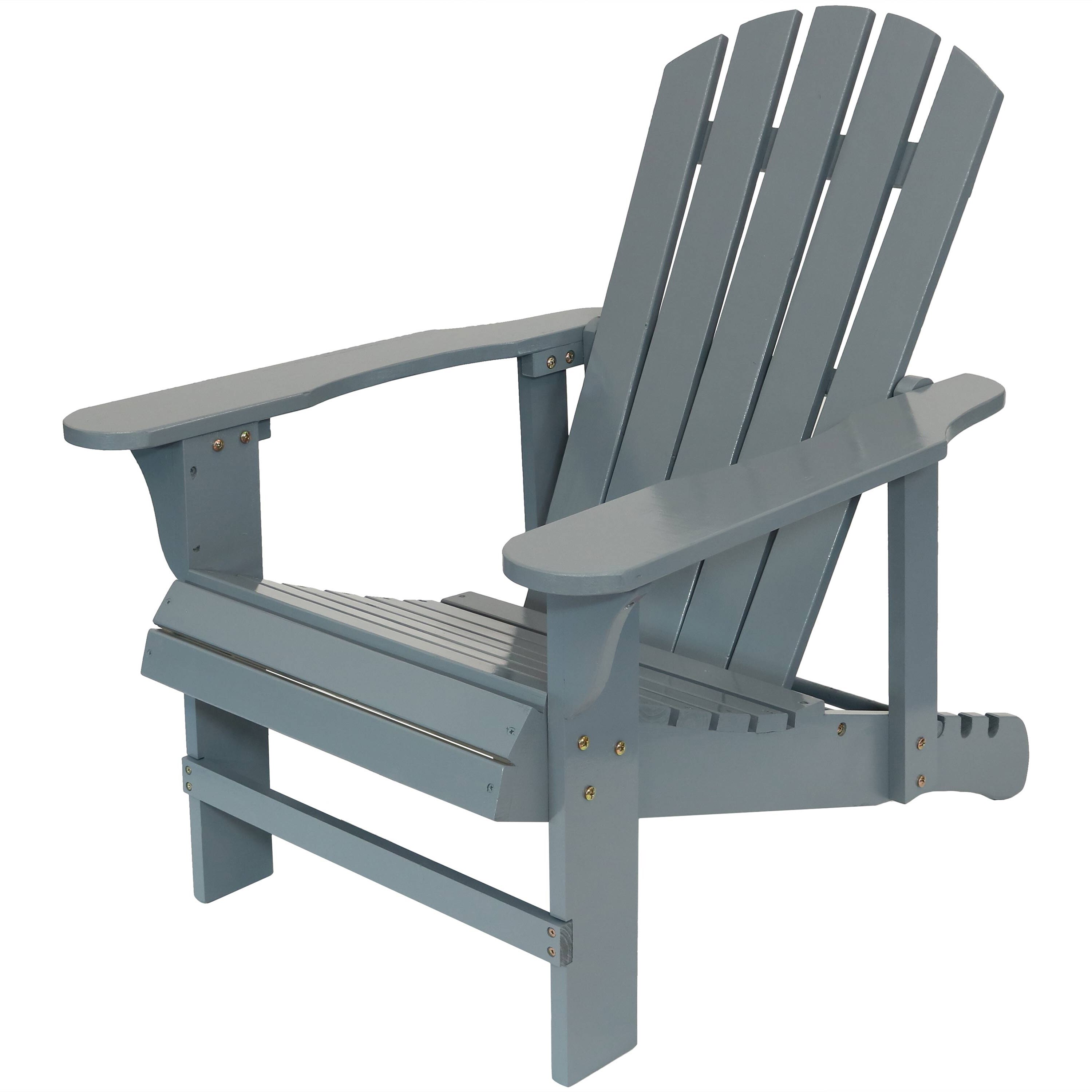 Sunnydaze Decor Gray Wood Frame Stationary Adirondack Chair with Slat ...