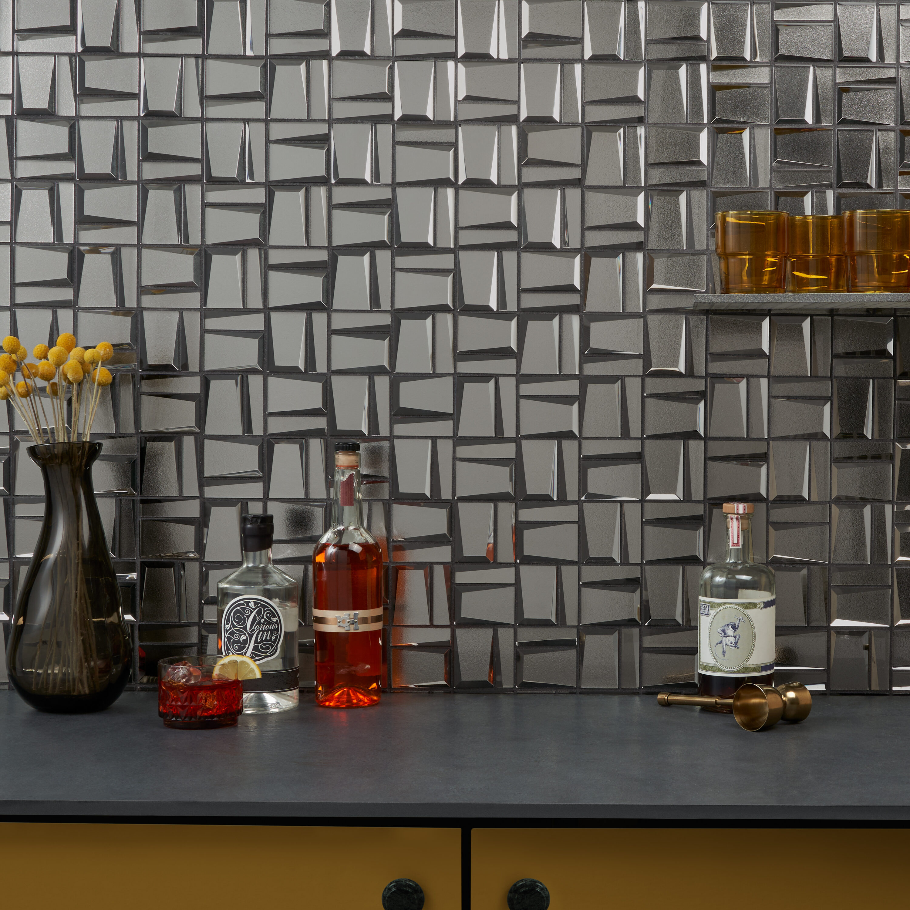 Revell 11" x 12" Glass Grid Mosaic Wall Tile (0.88 Sq. Ft. / Each)