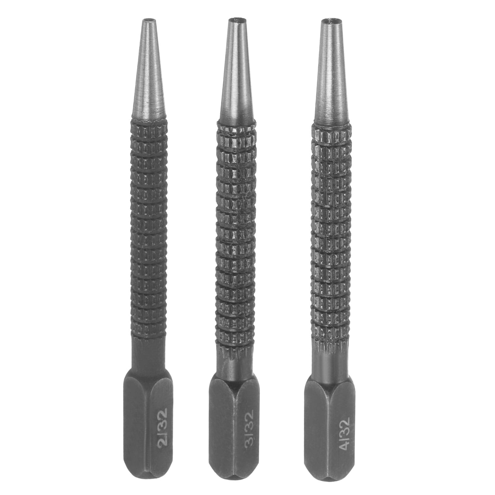 Harfington 3pcs Center Punch Set 2/32 Inch 3/32 Inch 4/32 Inch Carbon Steel Non-Slip Nail Setter Punch Tapered Alignment Center Hole Pin Tool for Plastic Metal Wood Scribe Marking