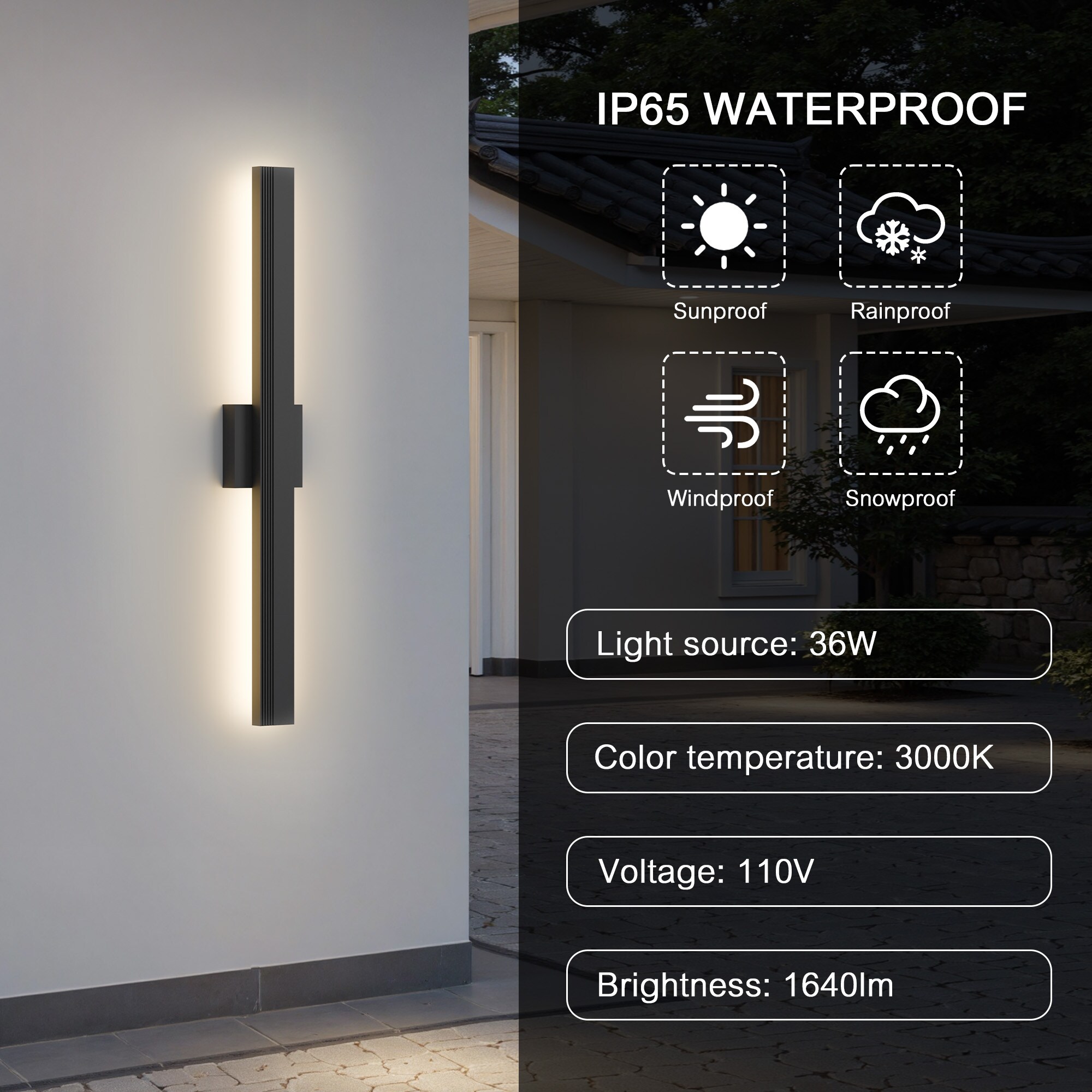 LamQee 06FTL0335BBK Outdoor-Wall-Lighting - View #4