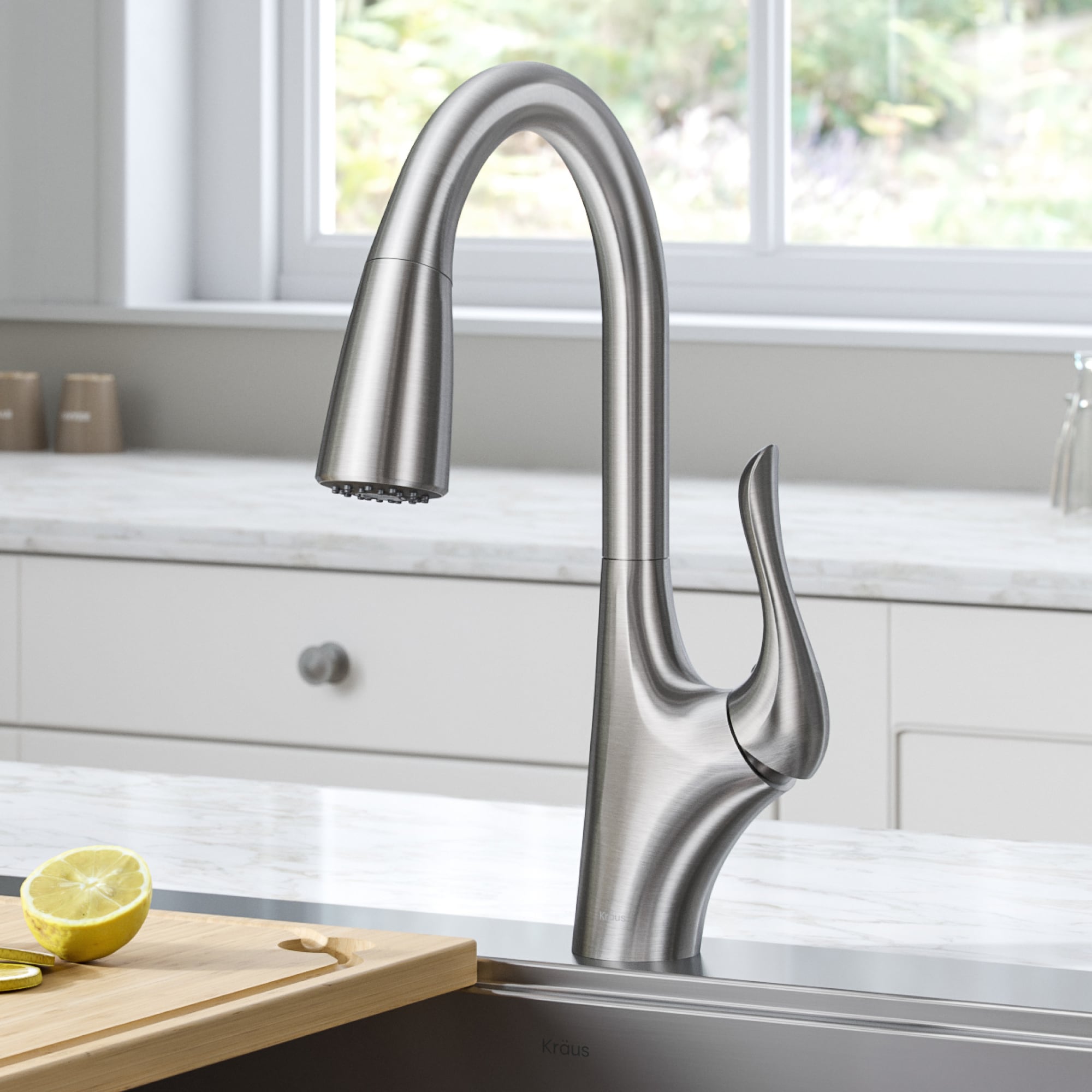 Kraus Merlin Spot Free Stainless Steel Single Handle Kitchen Faucet ...