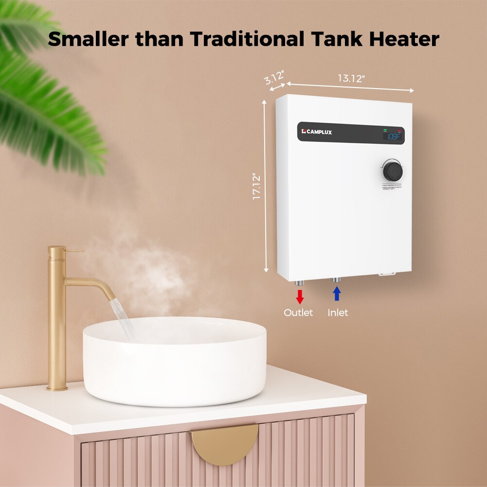 Camplux Electric Tankless Water Heater 6kW 240 V, White - Yahoo