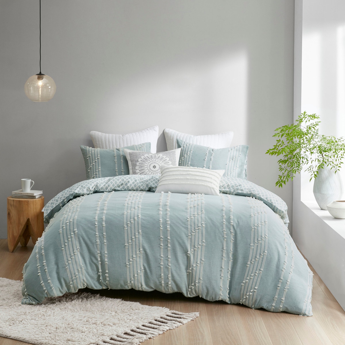 Tinyhomie King/Cal King 3 Piece Cotton Jacquard Duvet Cover Set