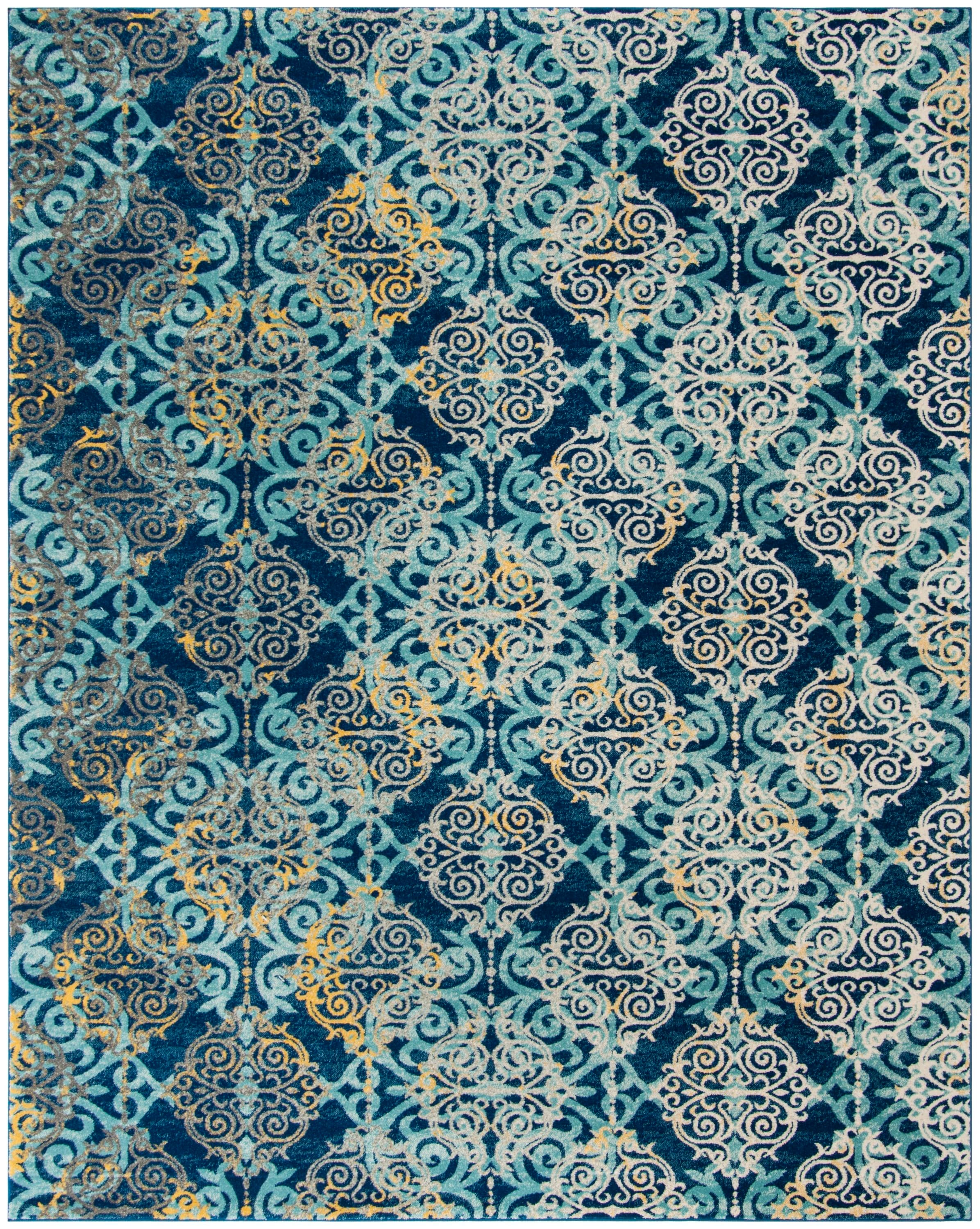 Safavieh EVK230A-8 Evoke Rigby 8 x 10 (ft) Loomed Synthetic Royal/Light Blue Rectangular Indoor Abstract Bohemian/Eclectic Area rug