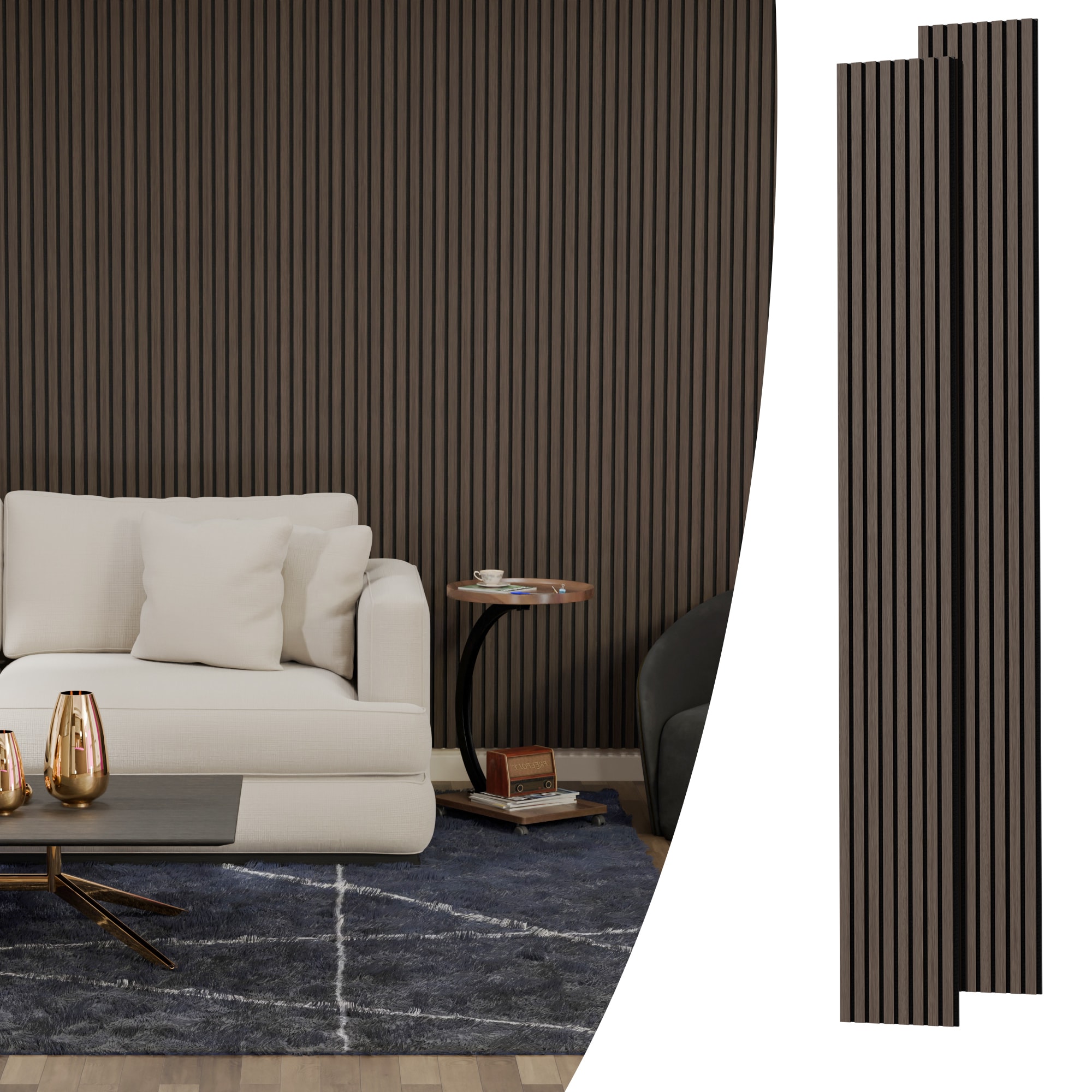 Misty Moon 94in x 12in x 1in Walnut Wood Veneer MDF Acoustic Wall Panels 2 Pack Sound Absorbing Decorative Wall Panels for Home Office Recording Studio Noise Reduction