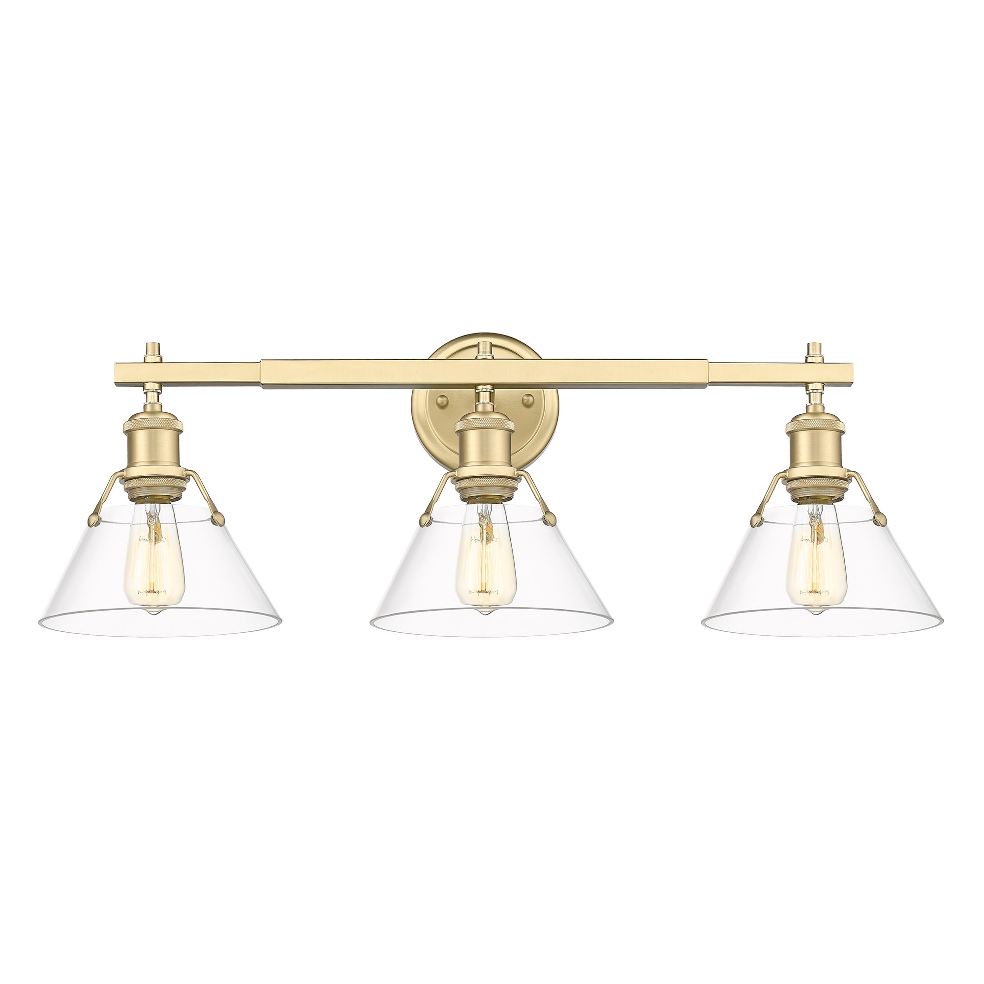 Golden Lighting 3306-BA3 BCB-CLR Orwell 27.25-in 3 -Light Brushed Bronze Industrial Vanity light
