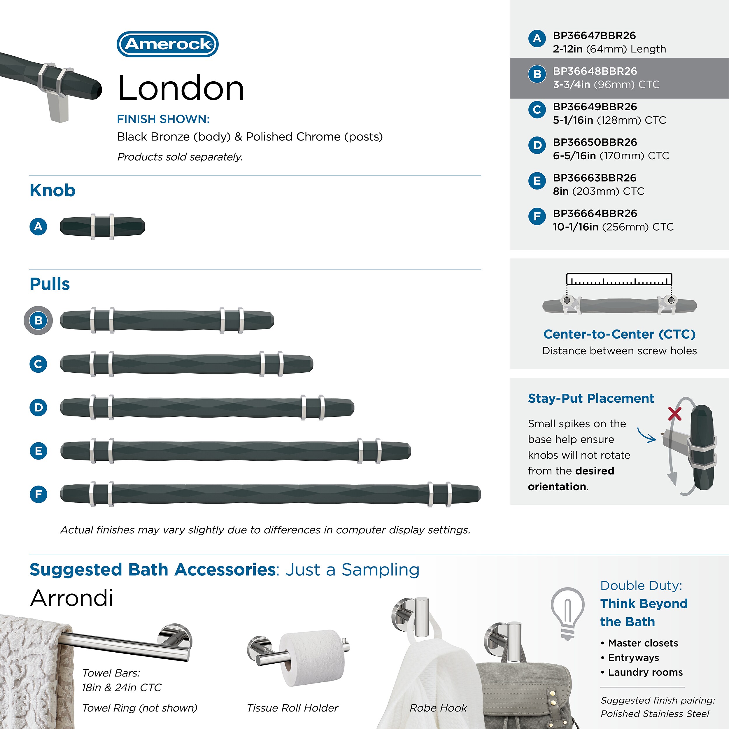 Amerock BP36648BBR26 Cabinet-Pulls - View #9