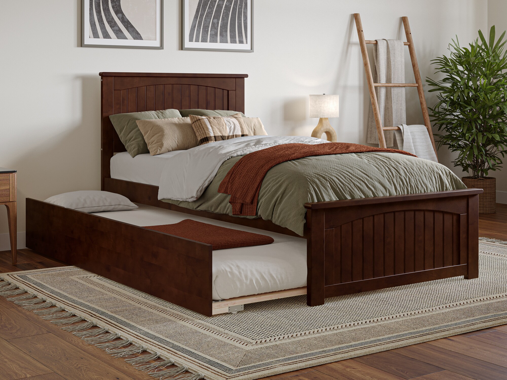 AFI AR8216044 Nantucket Walnut Twin extra long Wood Trundle Bed