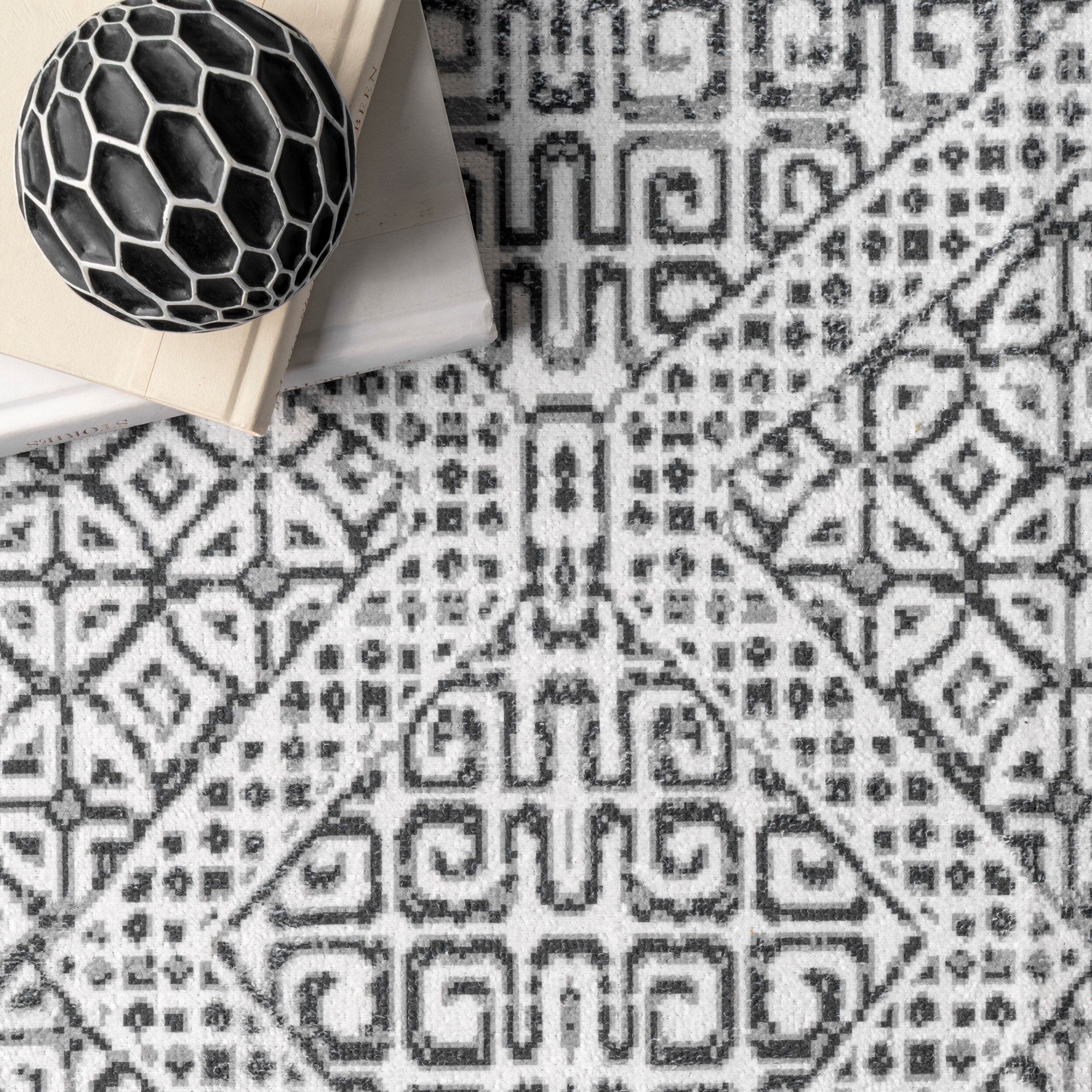 Sleek Gray Abstract Rectangular Easy-Care Rug