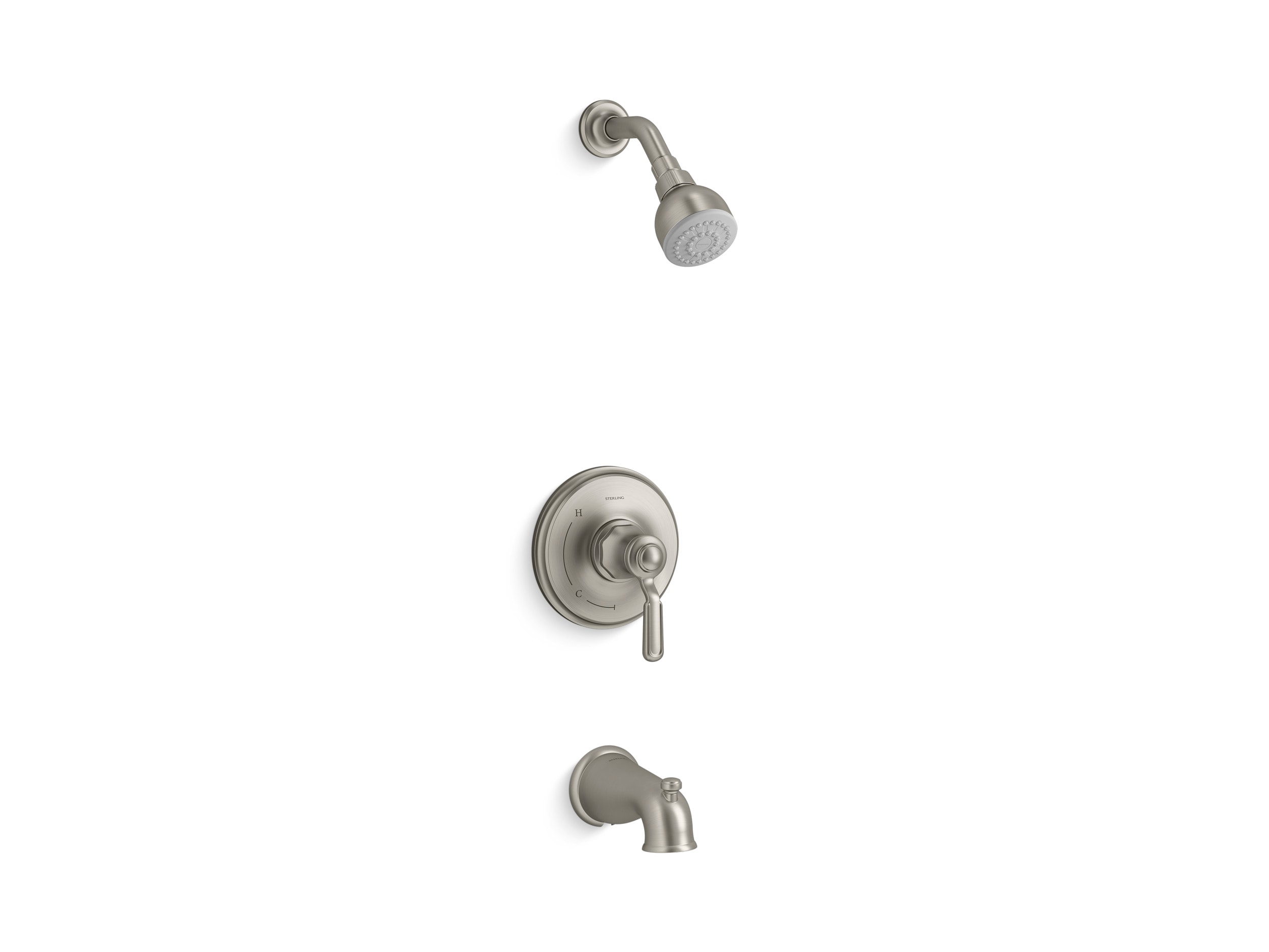 Sterling Ludington Vibrant Brushed Nickel 1-handle Single function 4.25-in Round Bathtub and shower Faucet ( Valve not Included )