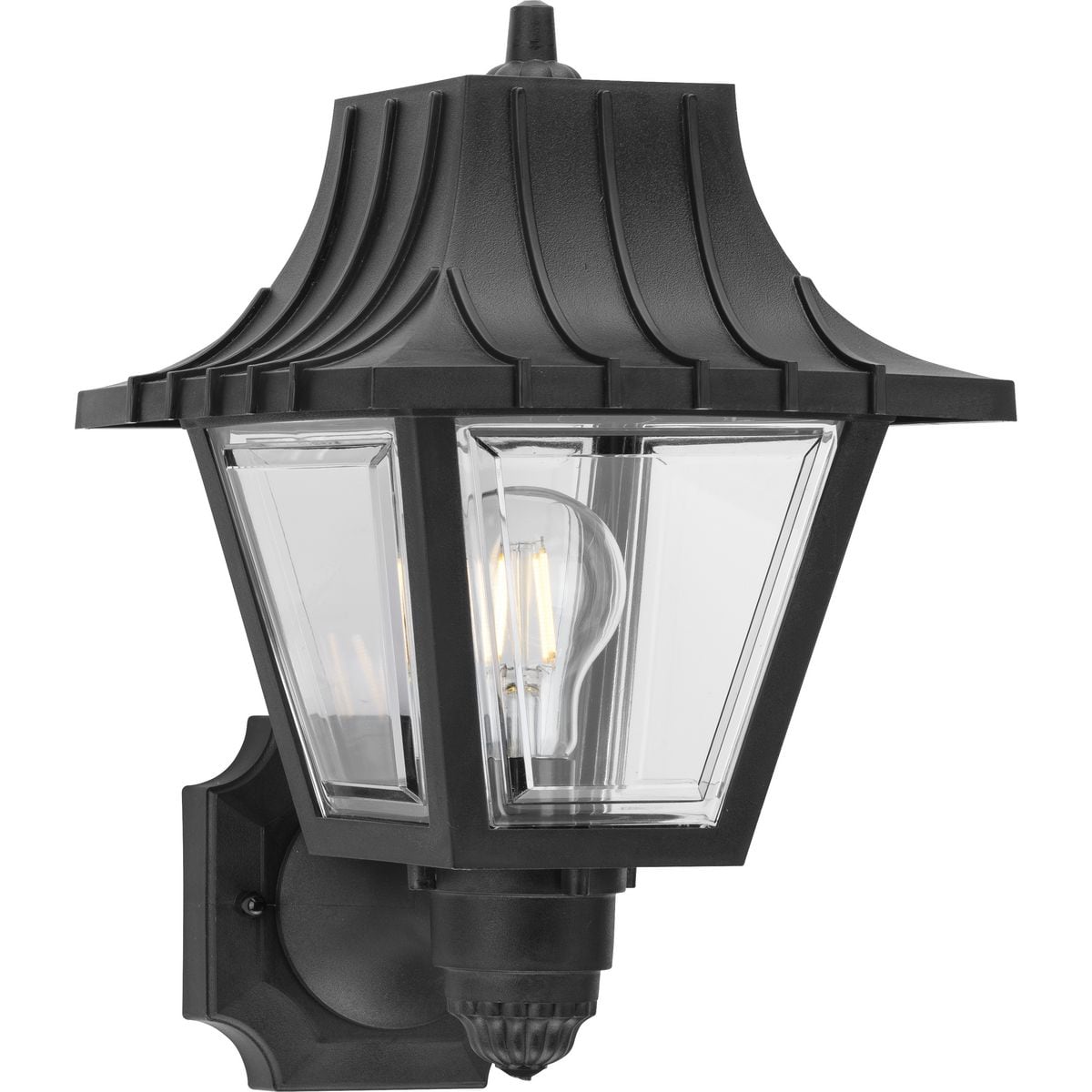 Black Energy Star Outdoor Wall Lantern with Clear Acrylic Panels