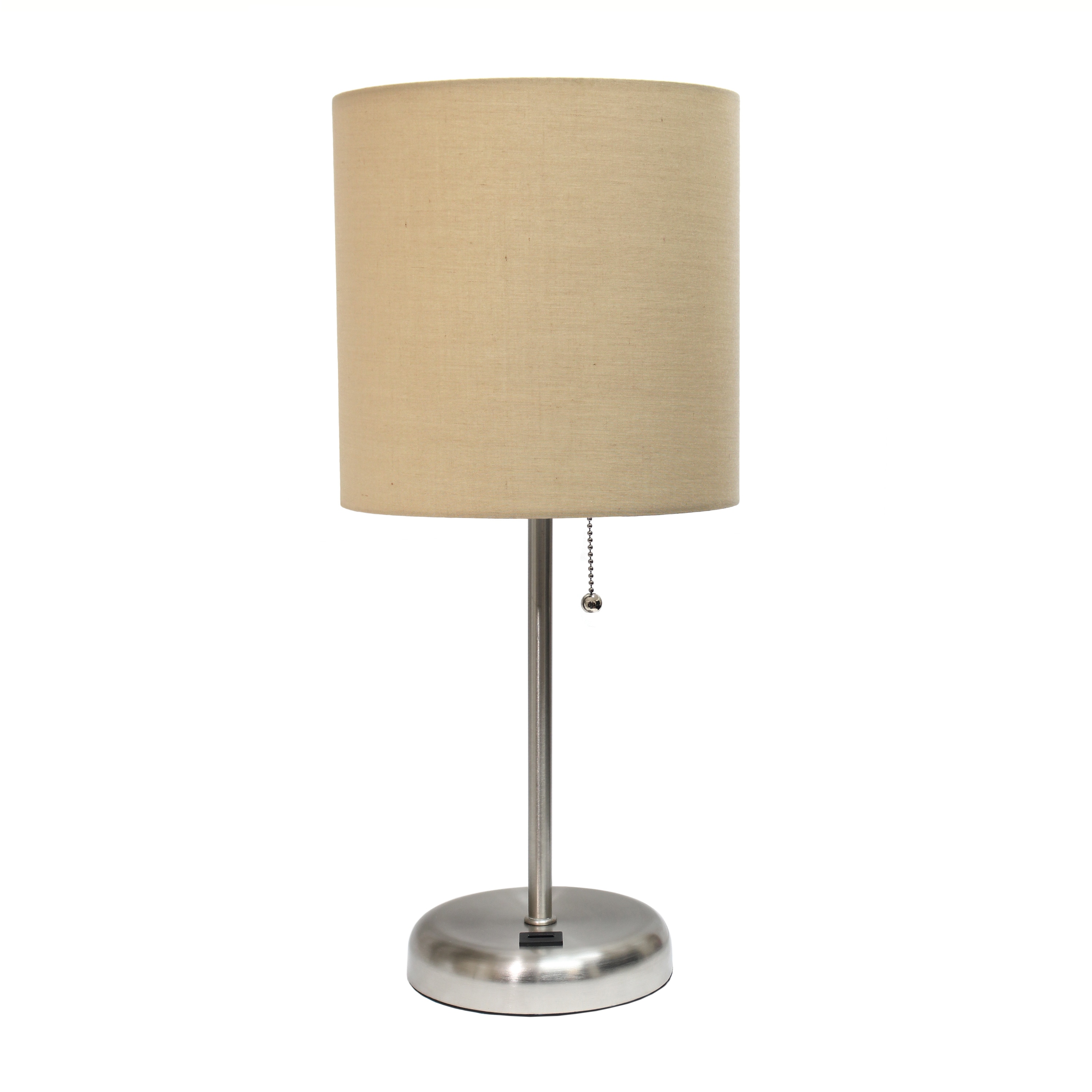 LimeLights LT2044-TAN 19.5-in Tan Pull-chain Stick Table Lamp with Fabric Shade