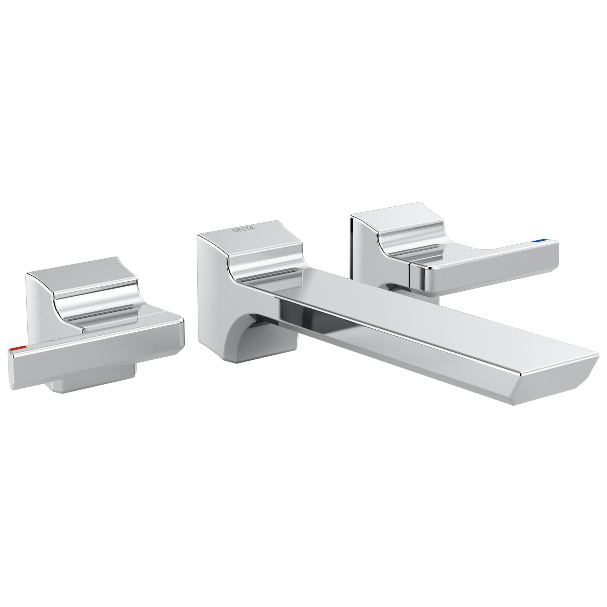 Delta T3599LF-PR-WL Pivotal Lumicoat Chrome Wall-mount 2-handle WaterSense Low-arc Residential Handle Bathroom Sink Faucet