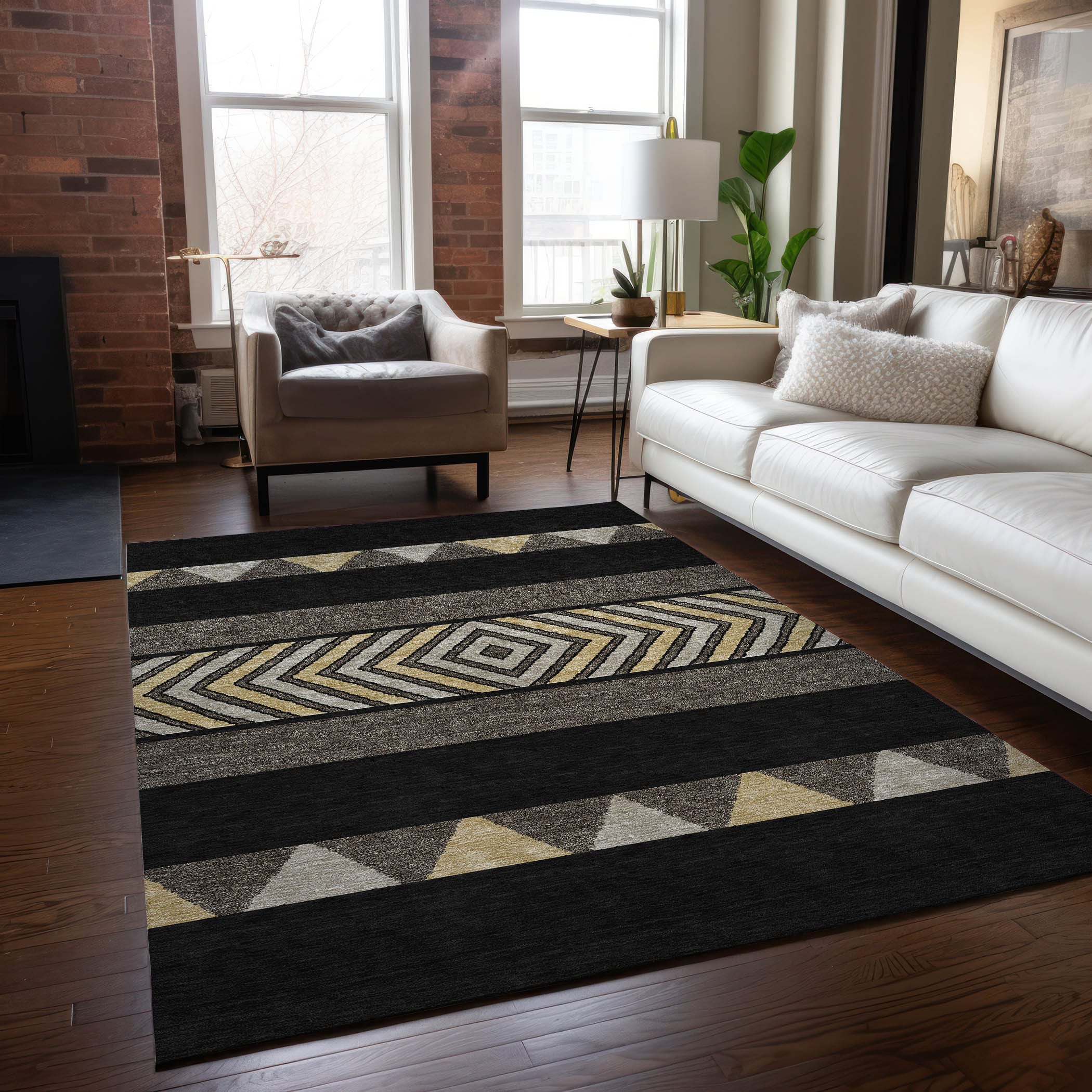 Addison Rugs ACN965BK9X12 Chantille ACN965BK 9 x 12 (ft) Loomed Black Rectangular Indoor/Outdoor Machine washable Pet Friendly Area rug