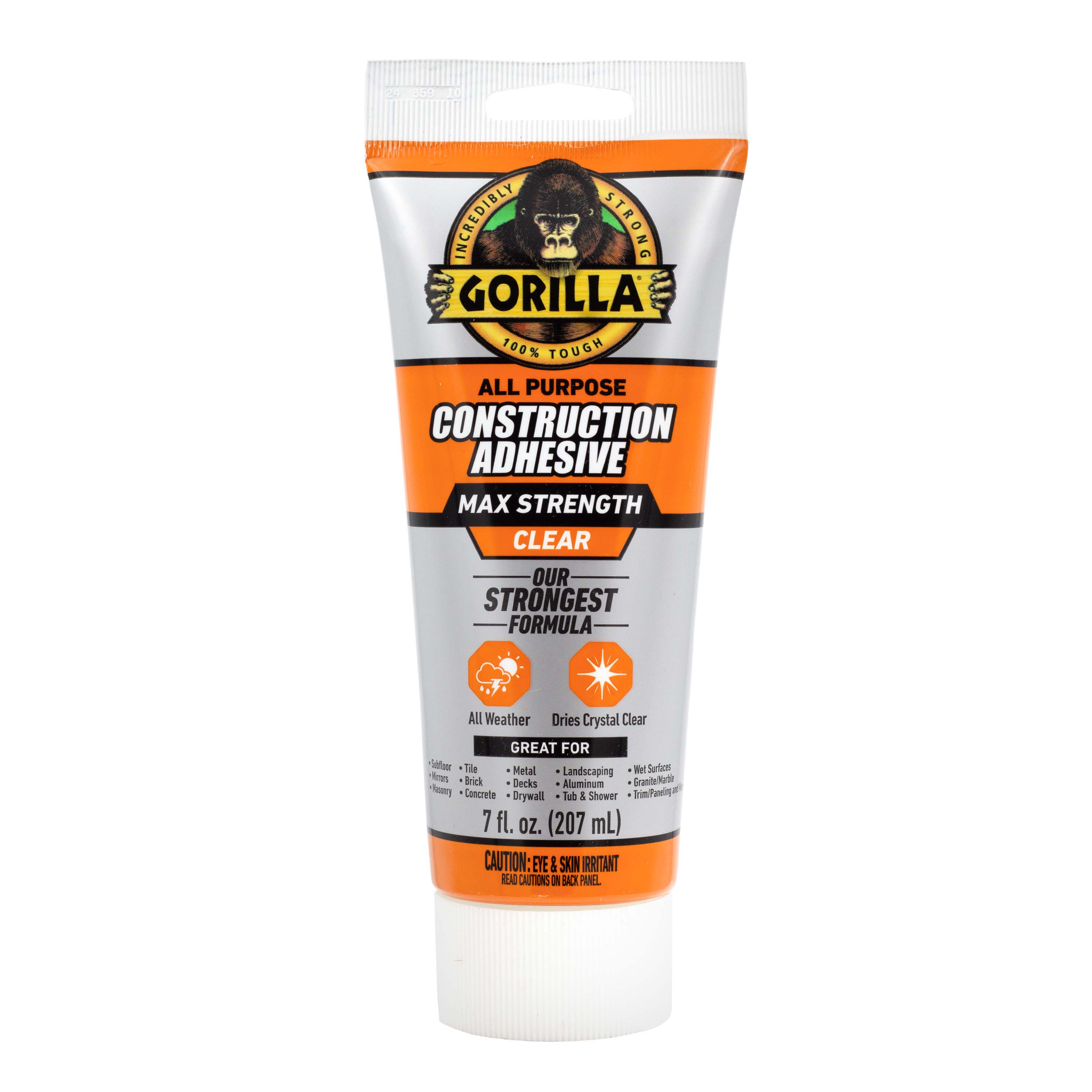 Gorilla 115106 Max Strength Clear Polyurethane Clear Multi-use Interior/Exterior Construction Adhesive ( 7-fl oz )