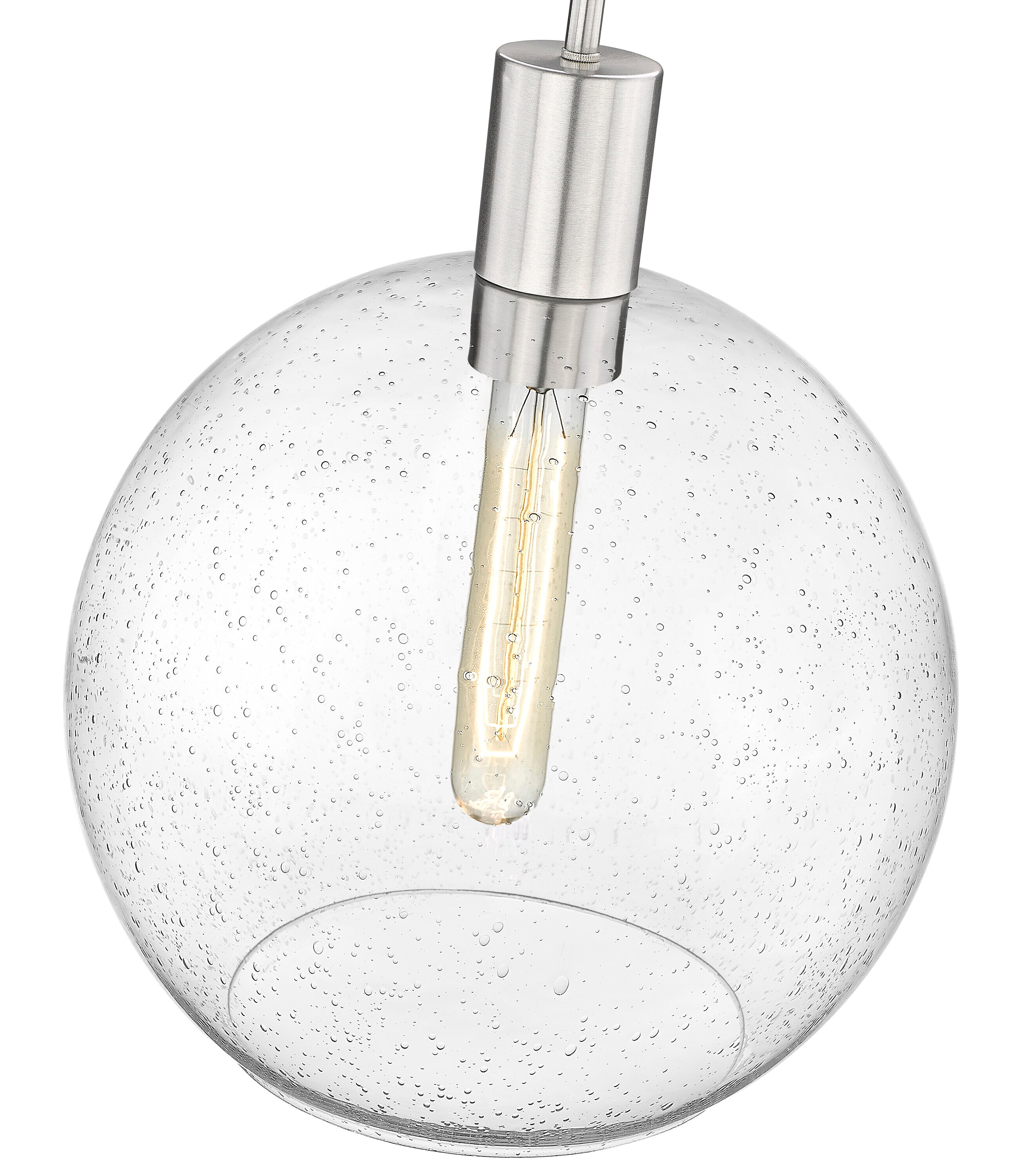 Brushed Nickel Globe Pendant with Clear Glass Shade