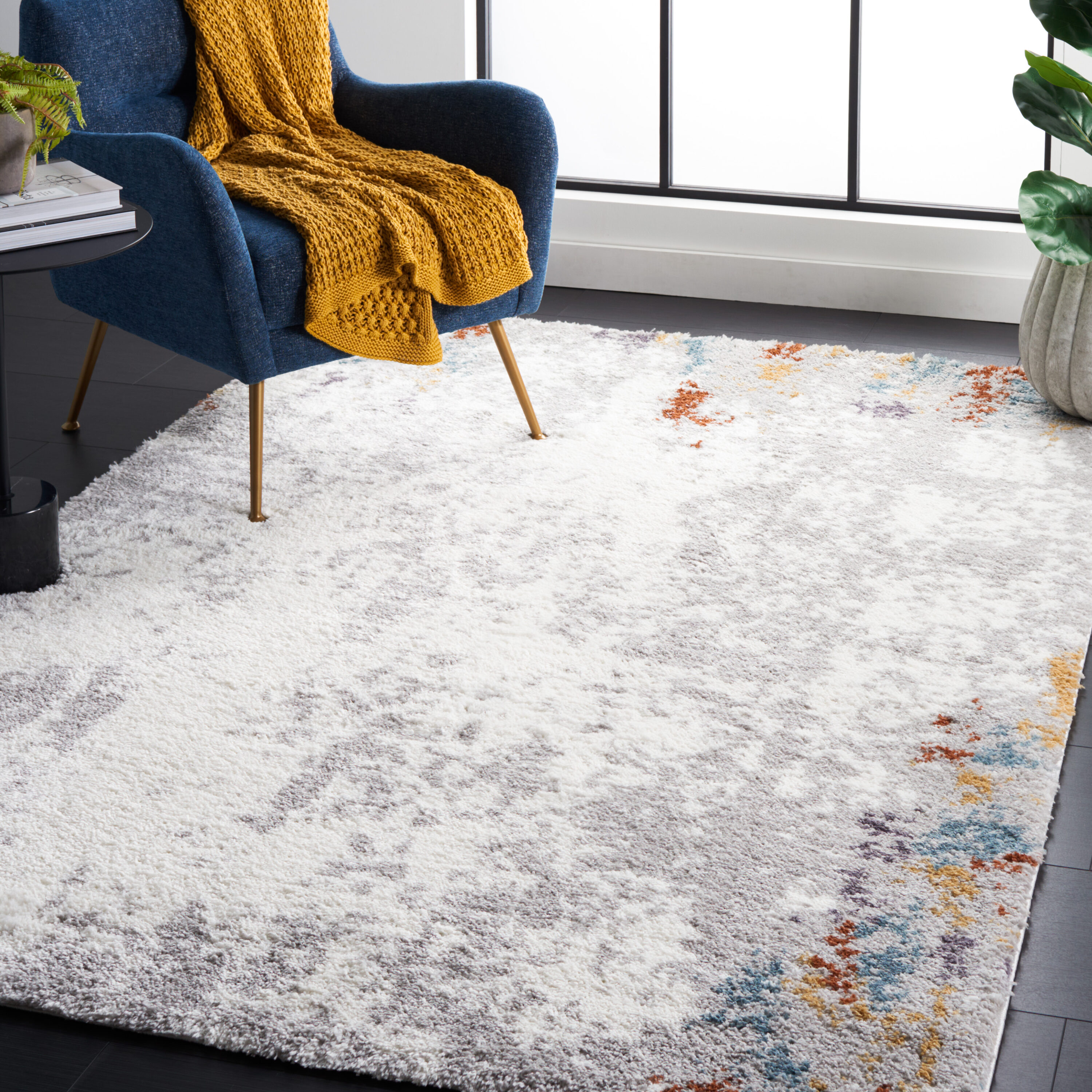 Berber Shag 579A Blue Rust/Ivory 5ft-5in x 7ft-7in Medium Rectangle Rug