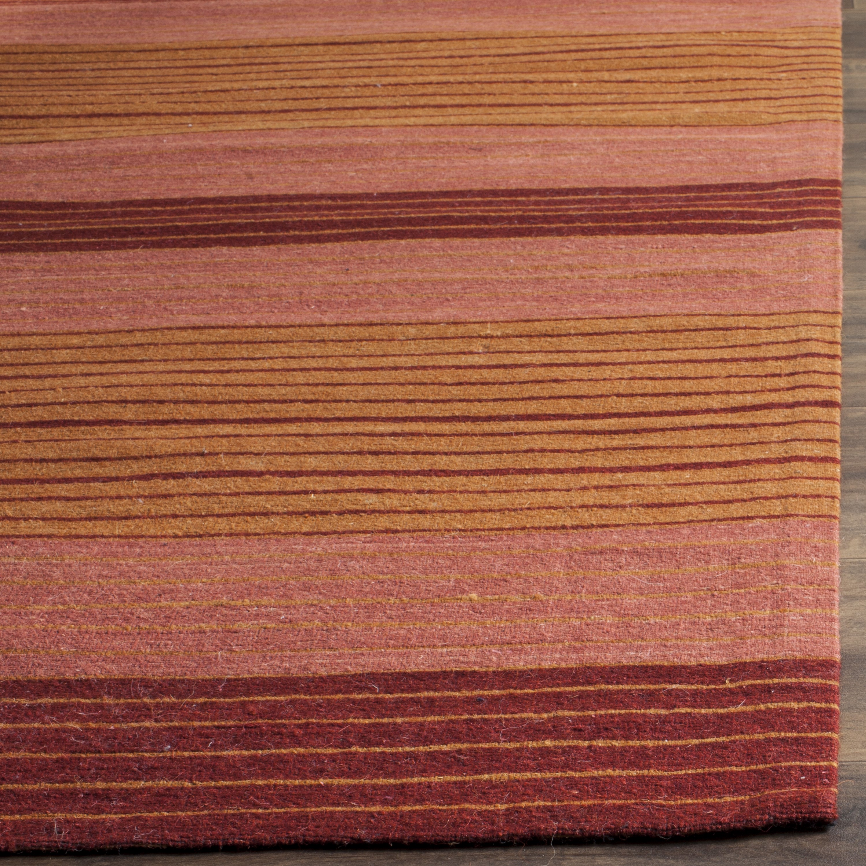Marbella Rust Red Hand Loomed Wool 8' x 10' Area Rug