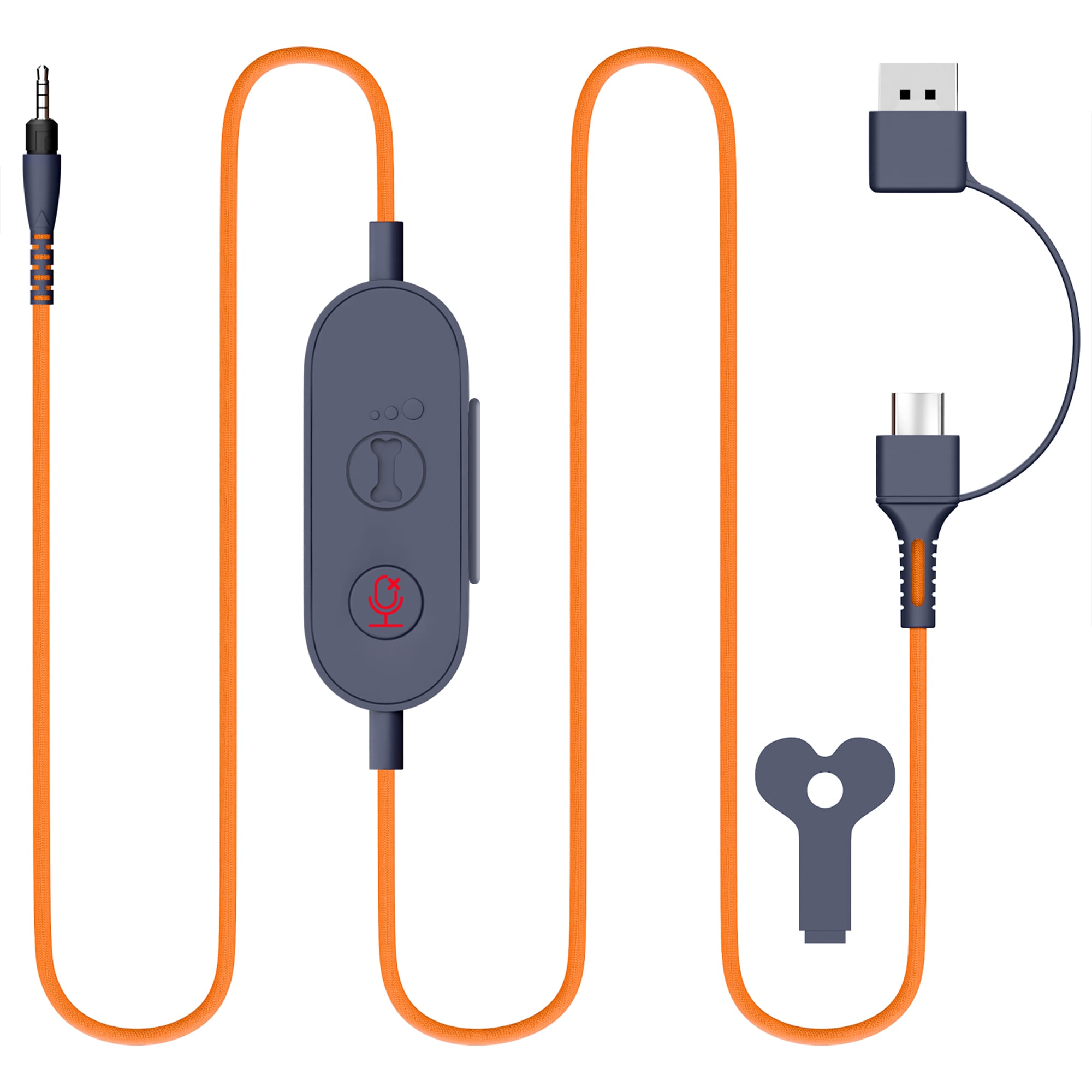 Delton  Ascent Replacement USB/USBC Cable for Kids Learning Headset Headphones Orange