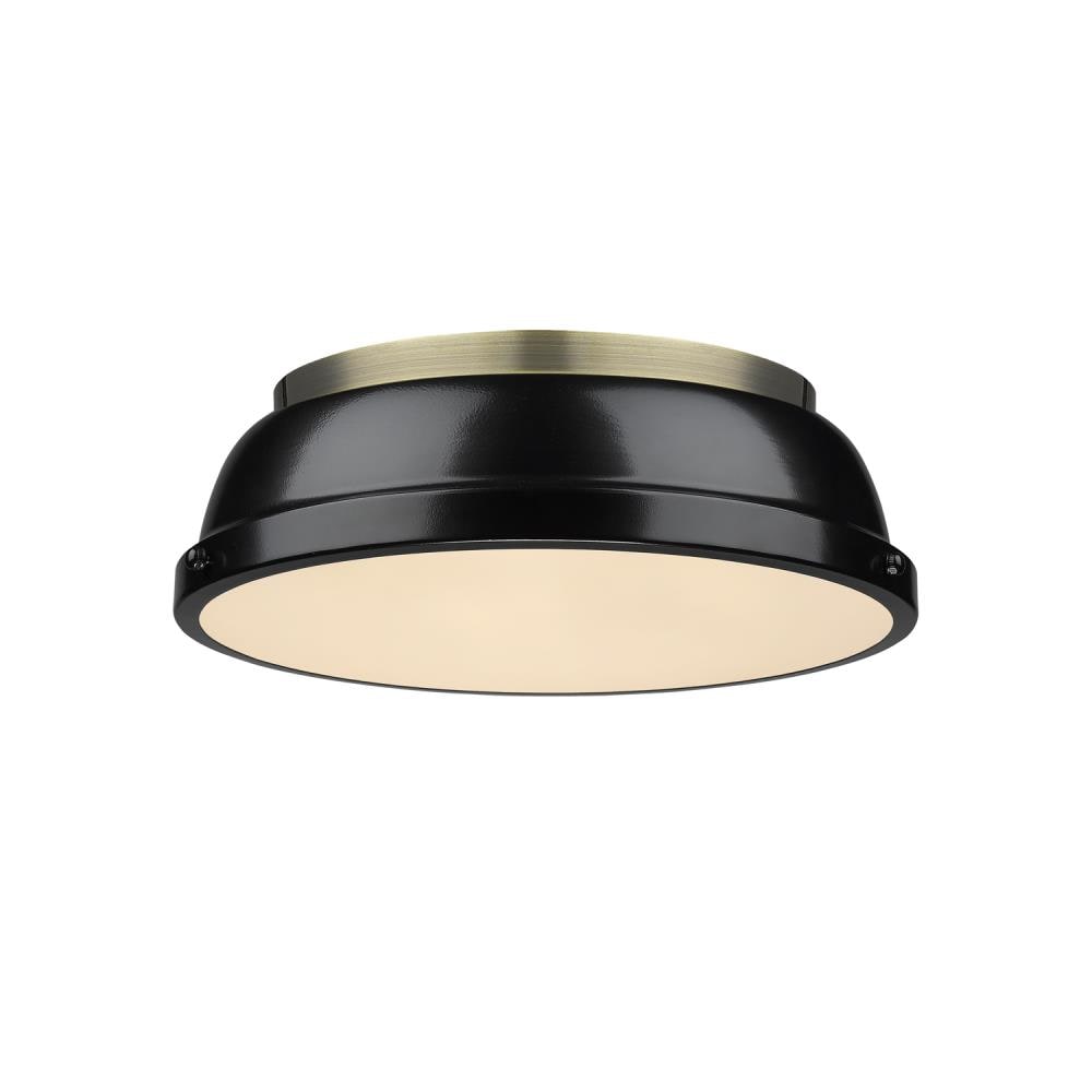 Golden Lighting 3602-14 AB-BK Duncan 2-Light Aged Brass Flush Mount Light